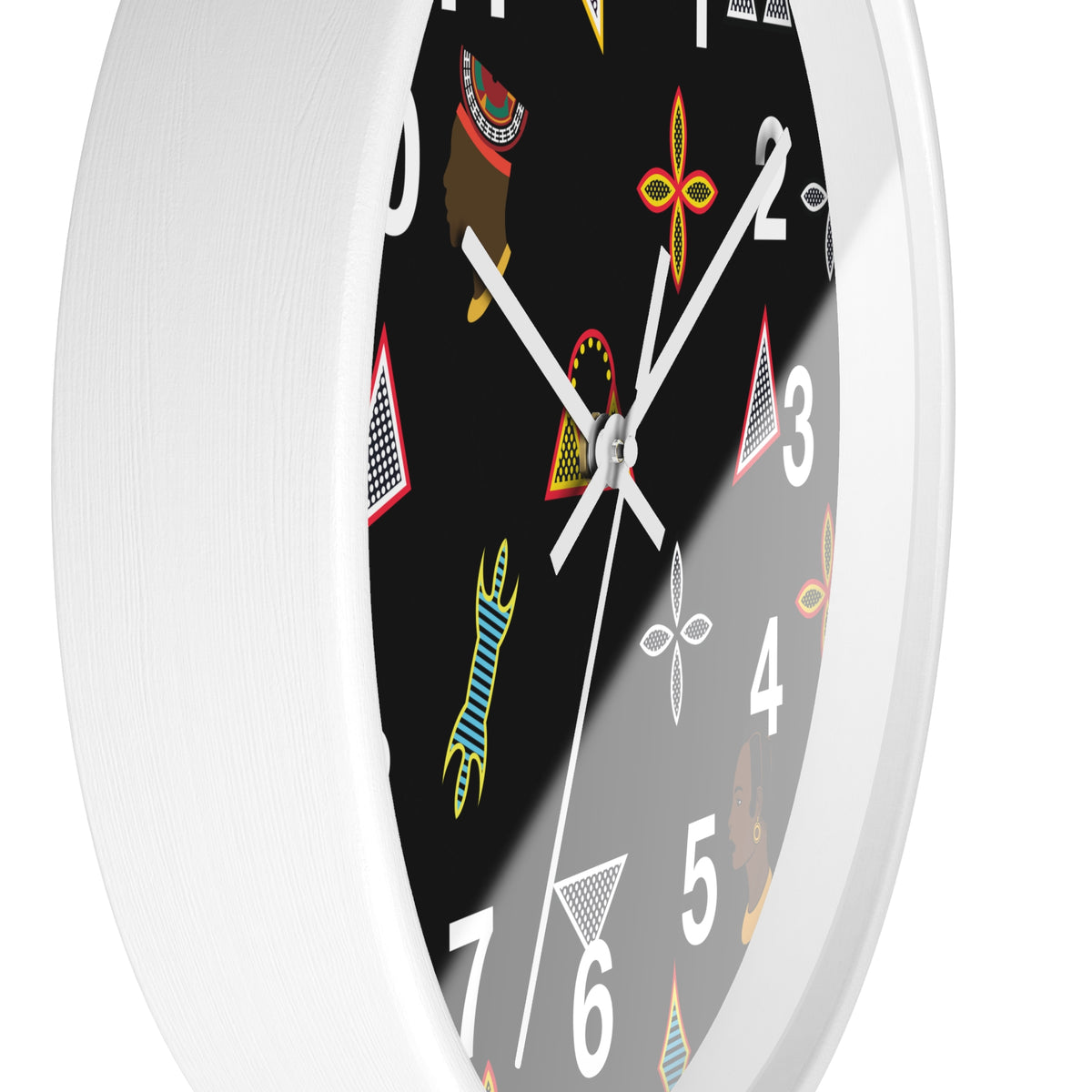 Wood Wall Clock, Toghu Shapes & Faces, 10" x 10",Silent Mechanism