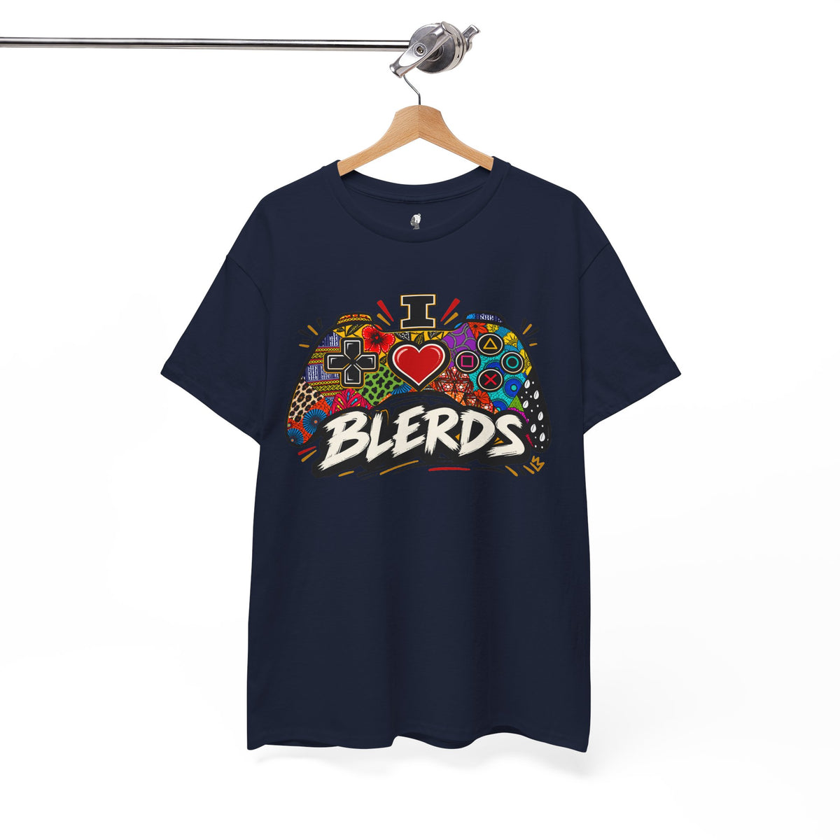 I Heart Blerds Tee Colorful Gamer Controller Graphic Unisex Heavy Cotton Tee