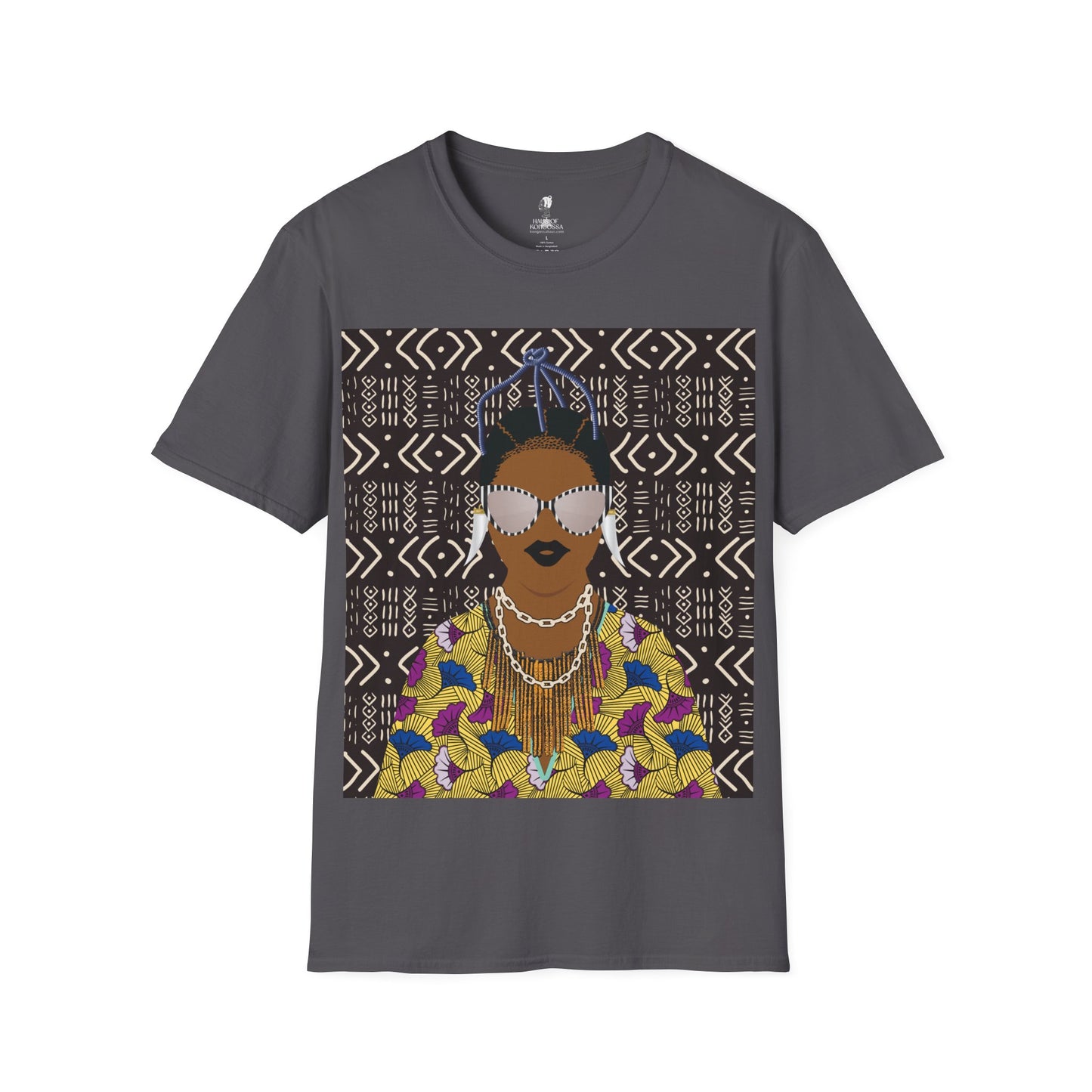 Manyi - Floral on Mudcloth Unisex Softstyle T-Shirt