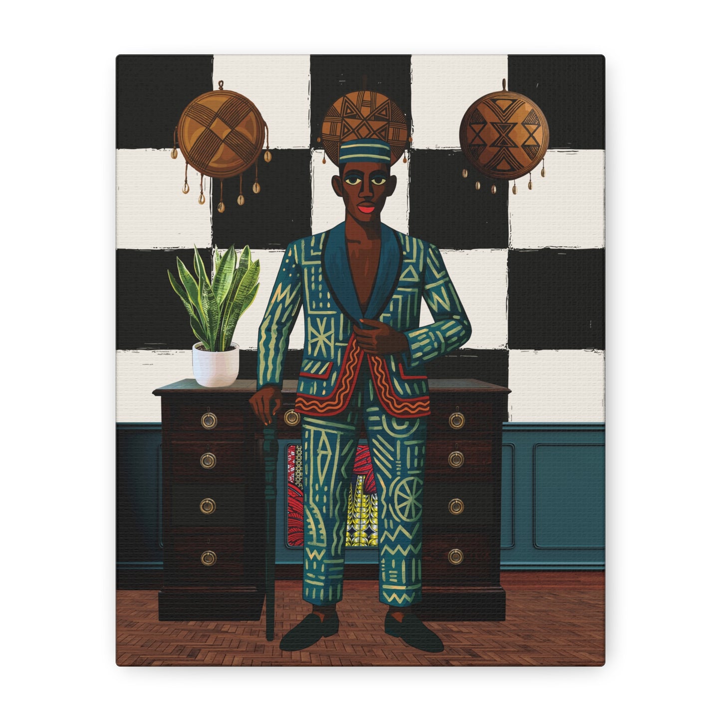 Matte Canvas Print, Afrocentric Wall Decor, He's Home Cultural Art, Unique Office Art, Modern African Art Print, Stylish Home Decor, Stretched, 1.25"