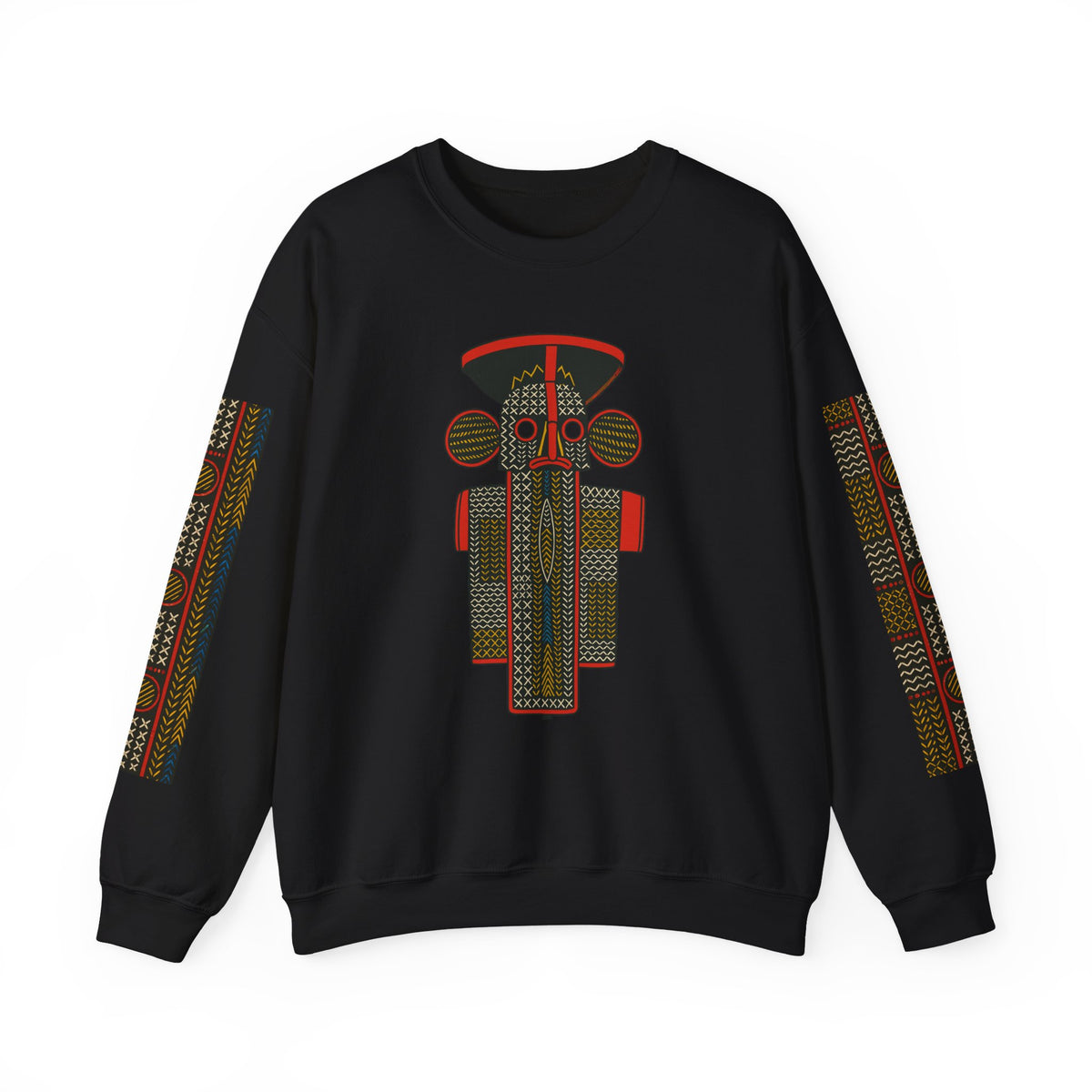 Unisex Elephant Mask Cotton Blend Sweatshirt, Colorful African-Inspired Crewneck