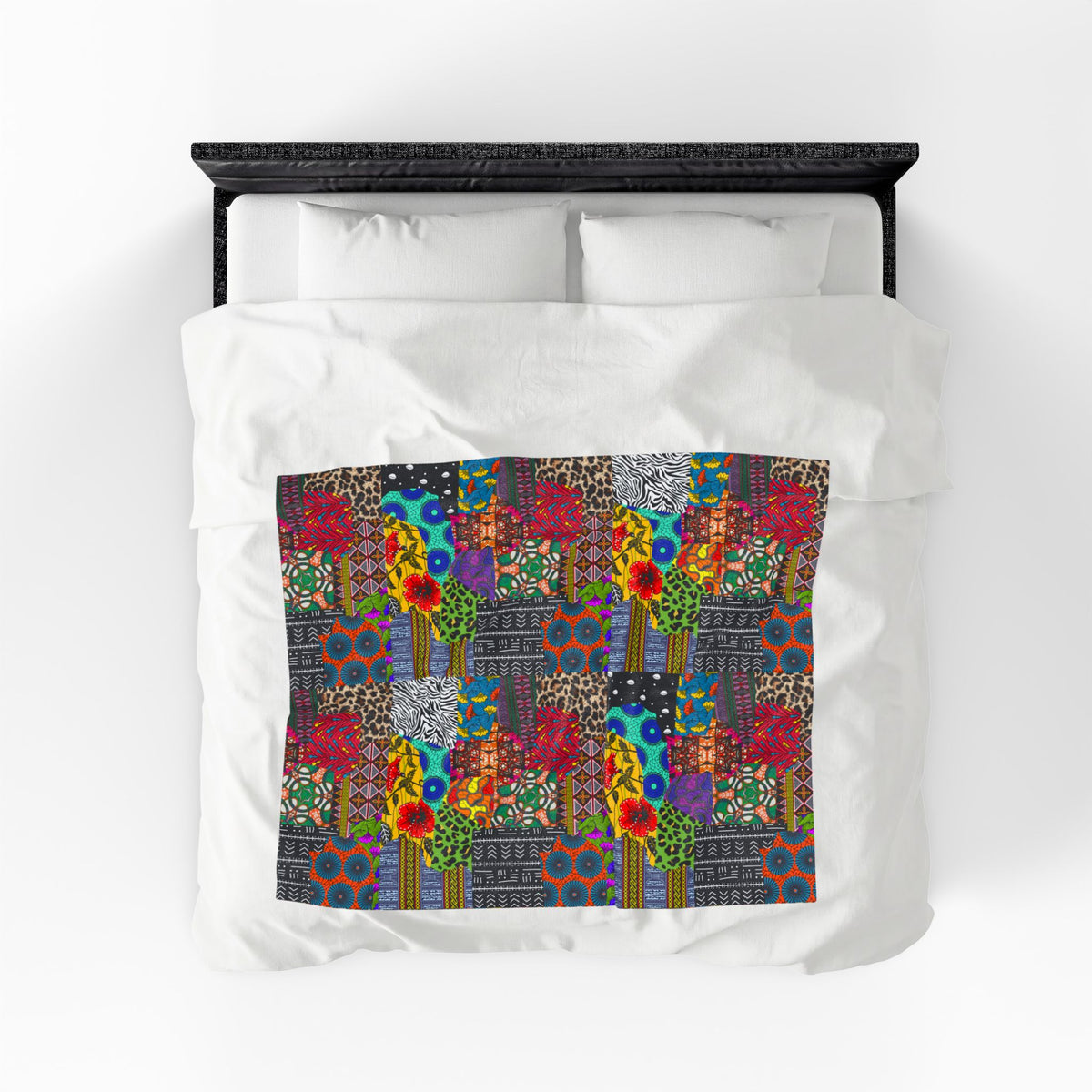 Afrik Quilt African Print Velveteen Plush Blanket