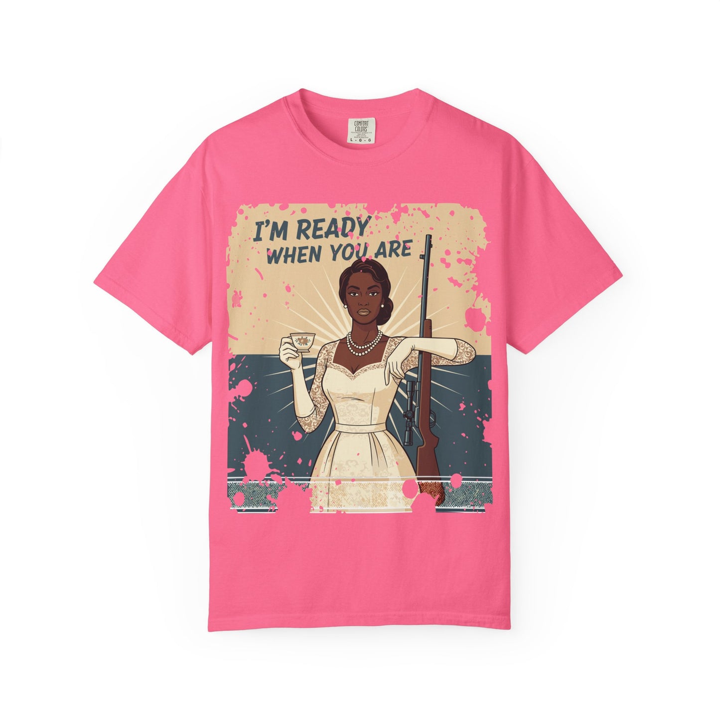 Retro Black Woman Unisex Graphic Tee, Soft Garment-Dyed T-Shirt, Vintage Pin Up Statement Shirt perfect for Mother's Day