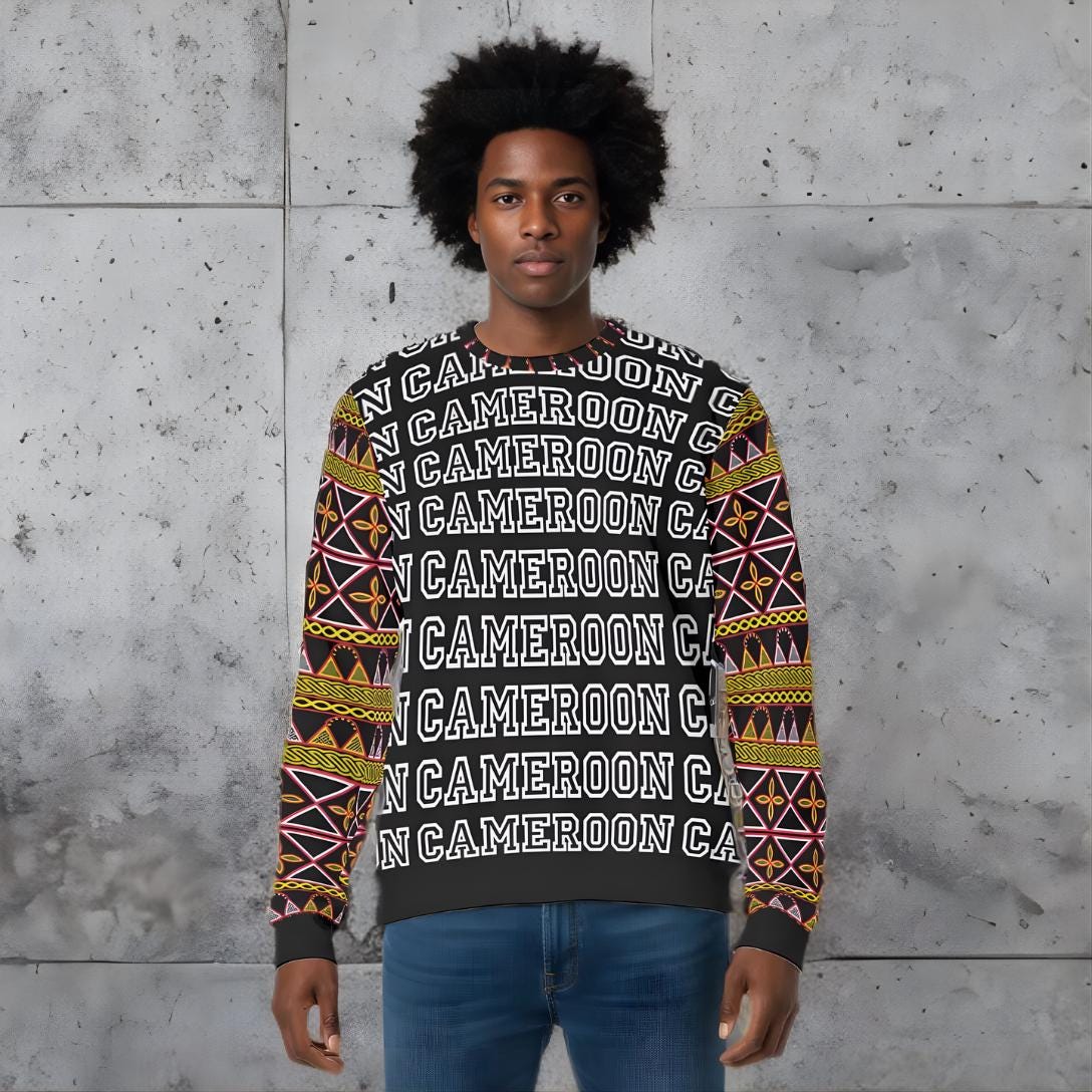 Cameroon Toghu Print Sweatshirt: Unisex Scuba Fabric