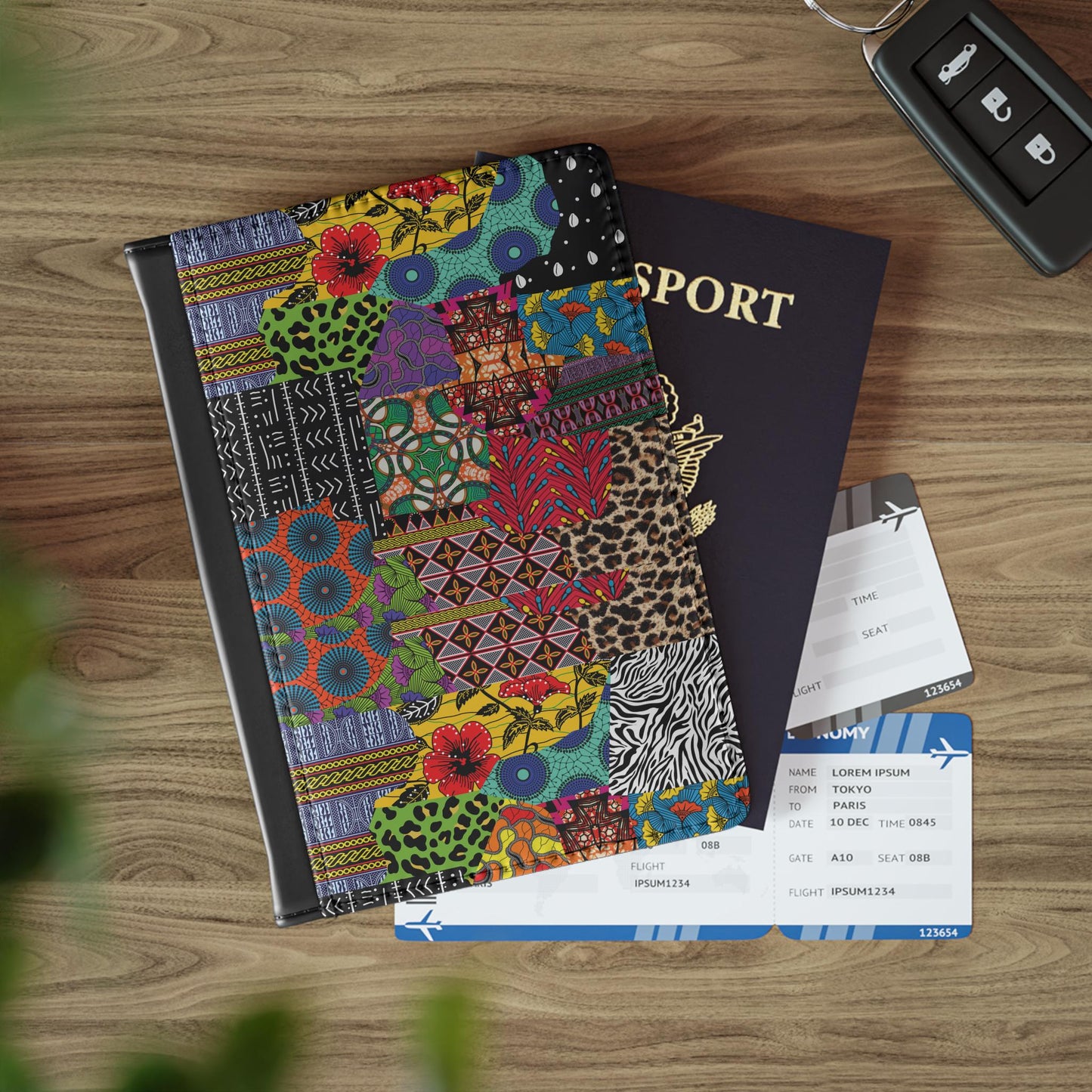 Ankara Print Passport Cover, Faux Leather Passport Travel Wallet