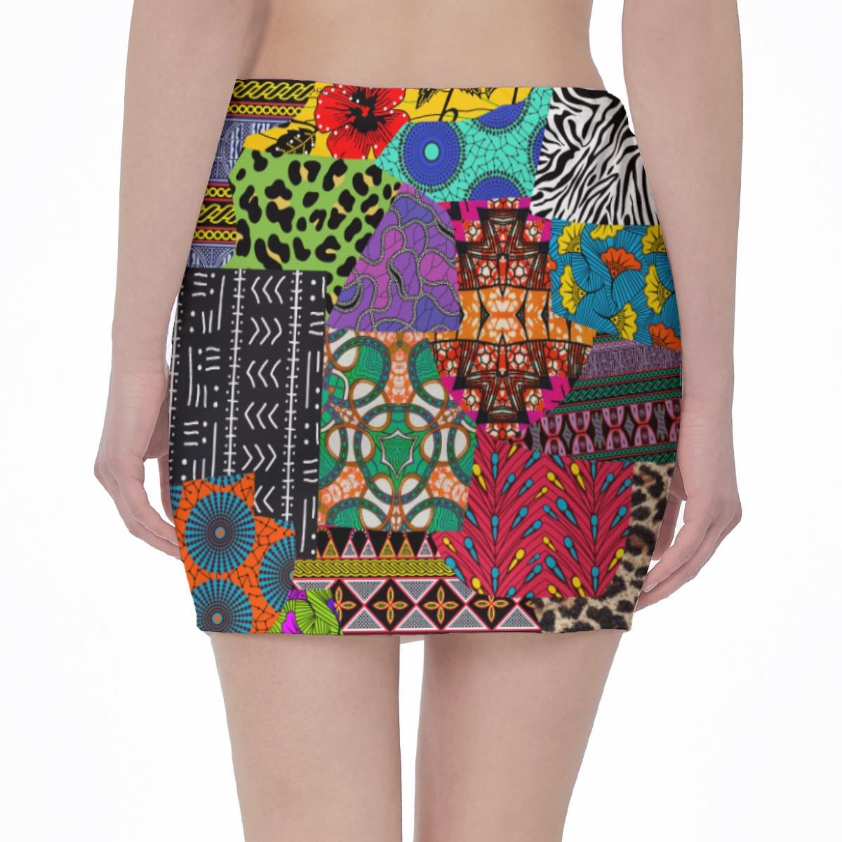 Ankara Mini Skirt: High Waist African Print, Stretchy Fabric, Ready to Ship