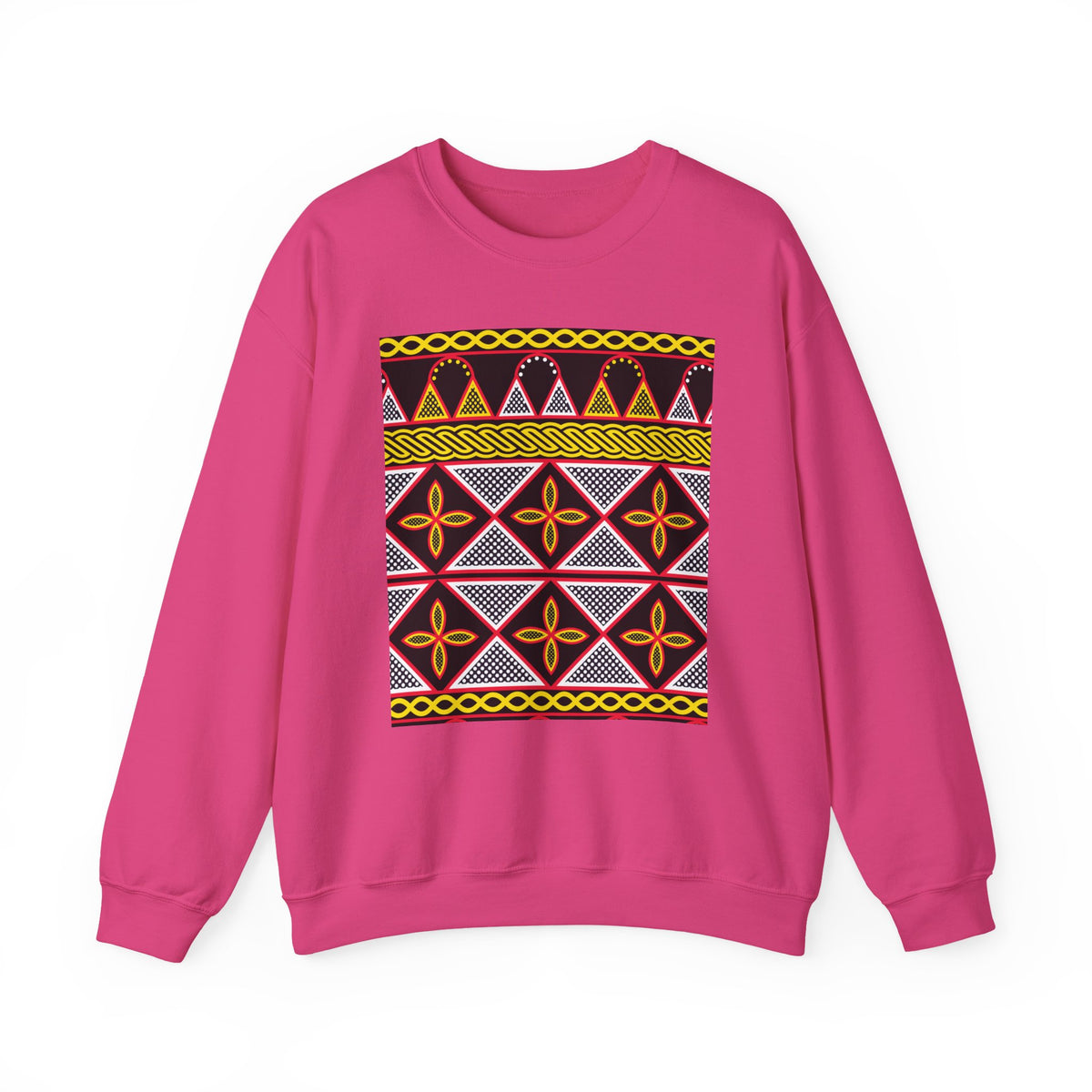 Toghu Panel Unisex Heavy Blend Crewneck Sweatshirt, African-Inspired Front & Back Design