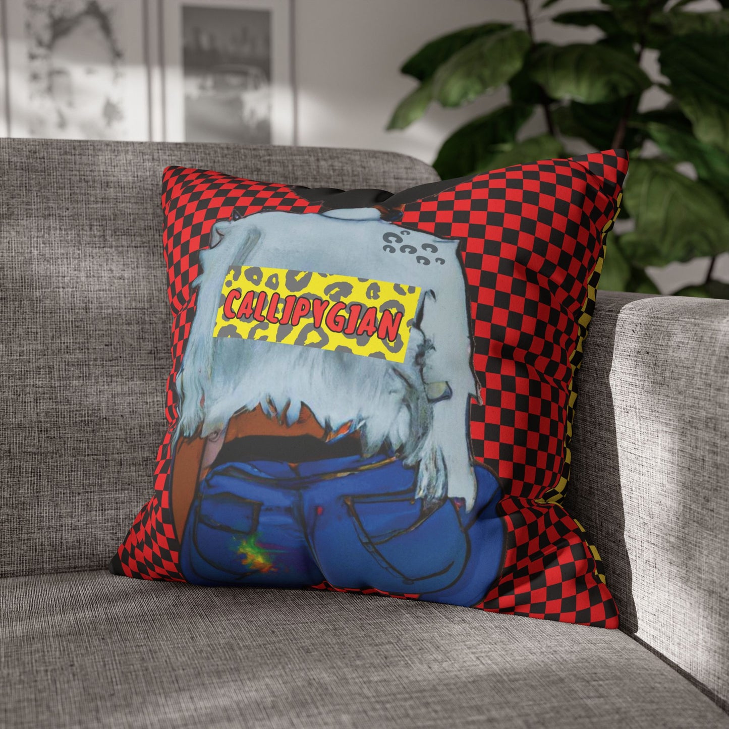 Callipygian Girl and Don't Touch my Hair Two-Sided Faux Suede Square Pillow Case