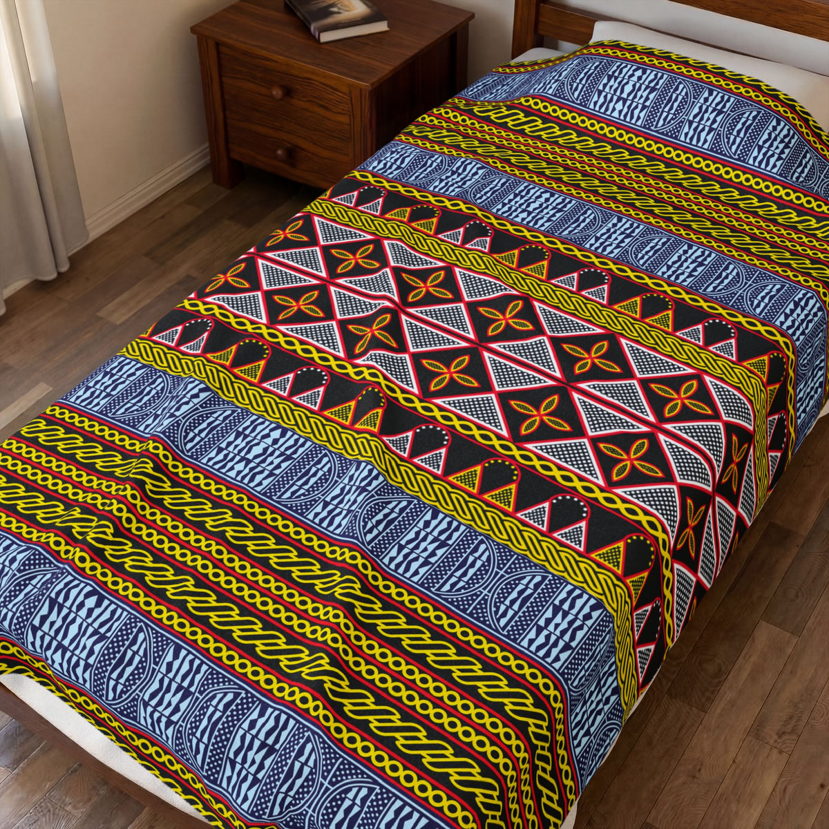 Ndop - Toghu African Print Re-Mixed Velveteen Plush Blanket