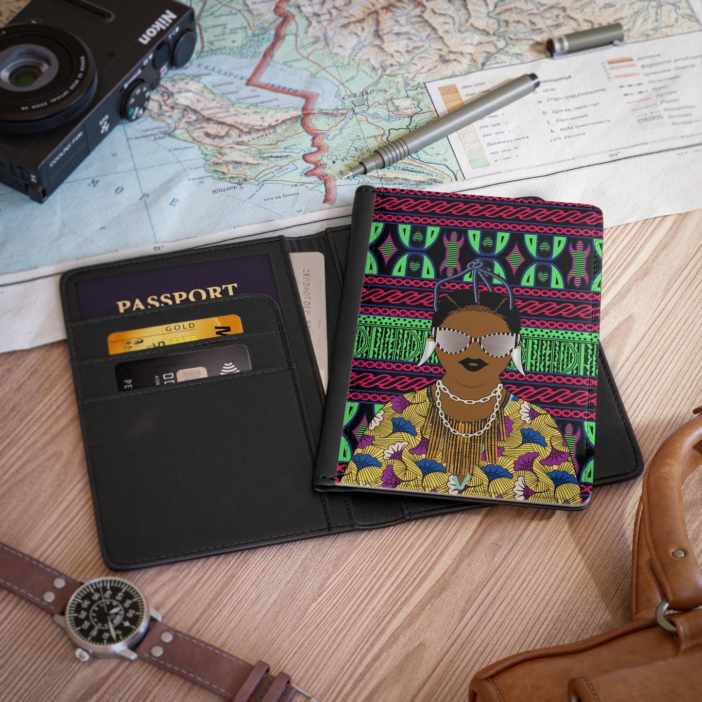 Manyi Floral on Aqua Toghu Passport Cover