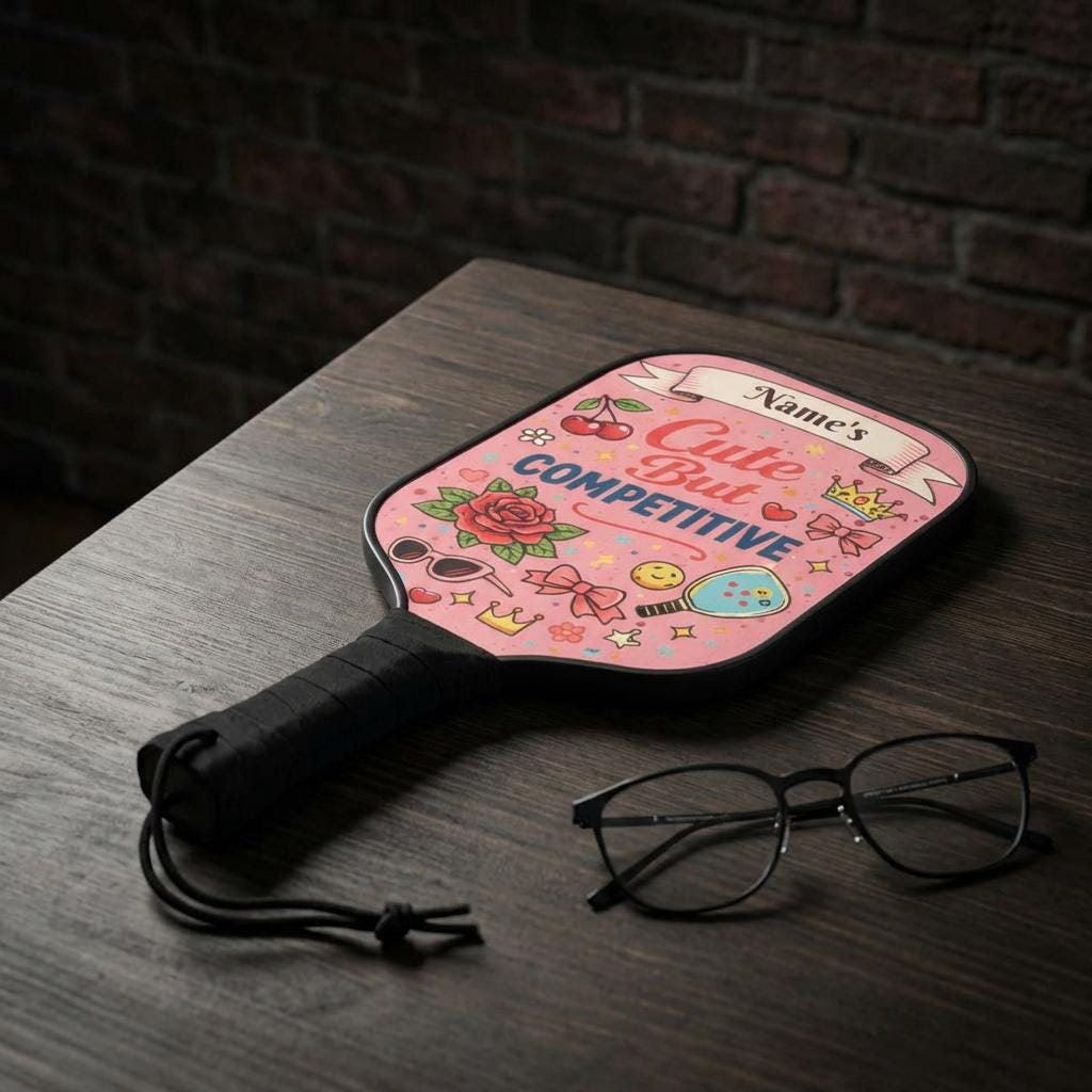 Personalized Wooden Pickleball Paddles Set with Balls, "Competitive" Design