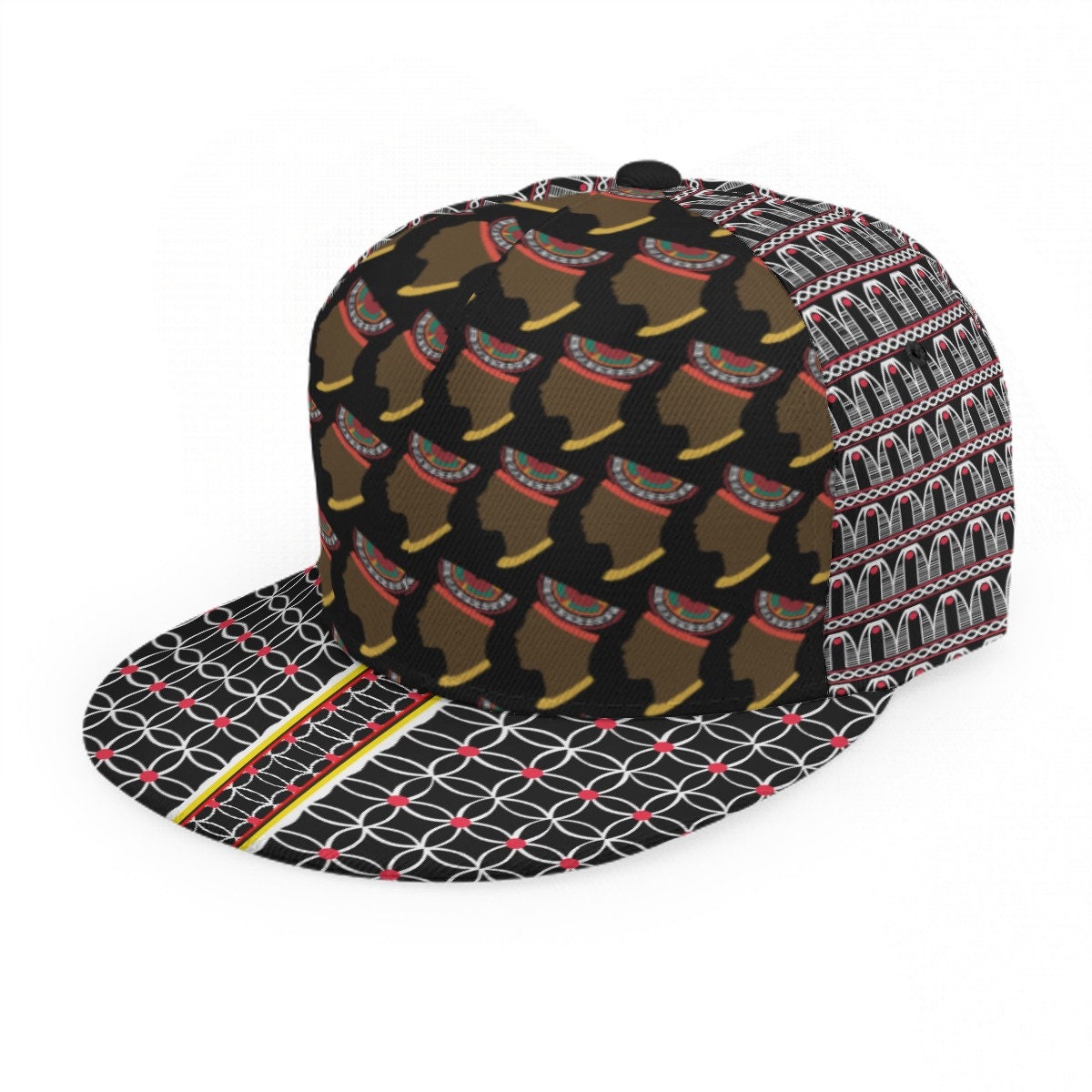 Bamenda Man design Baseball Cap: Adjustable Snapback, African Print  Flat Brim, Ready to Ship