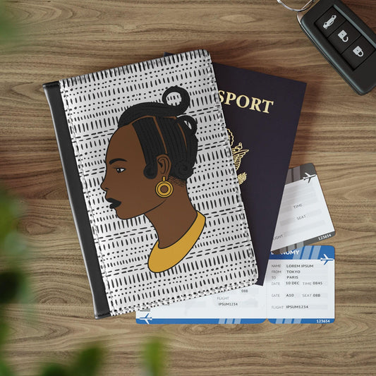 Lady Kongossa on White Mudcloth - Passport Cover