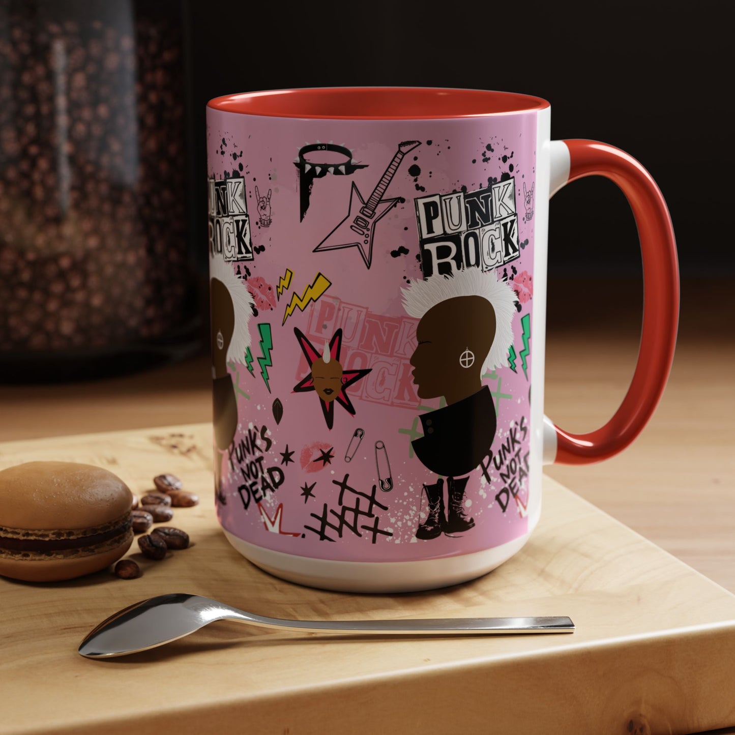 Punk Rock Pattern Accent Coffee Mug,  11oz, 15oz