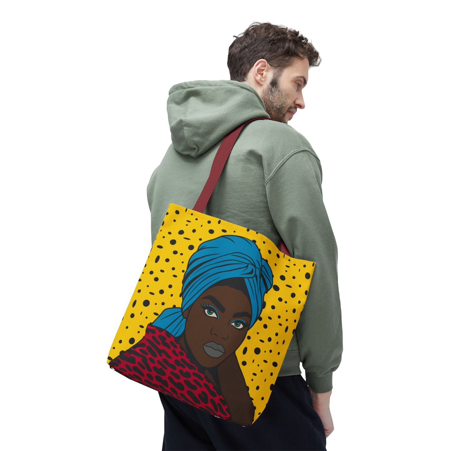 Turbanique Afro Glam Tote Bag, Black Woman, Cheetah Print, "VaVa Voom" Back