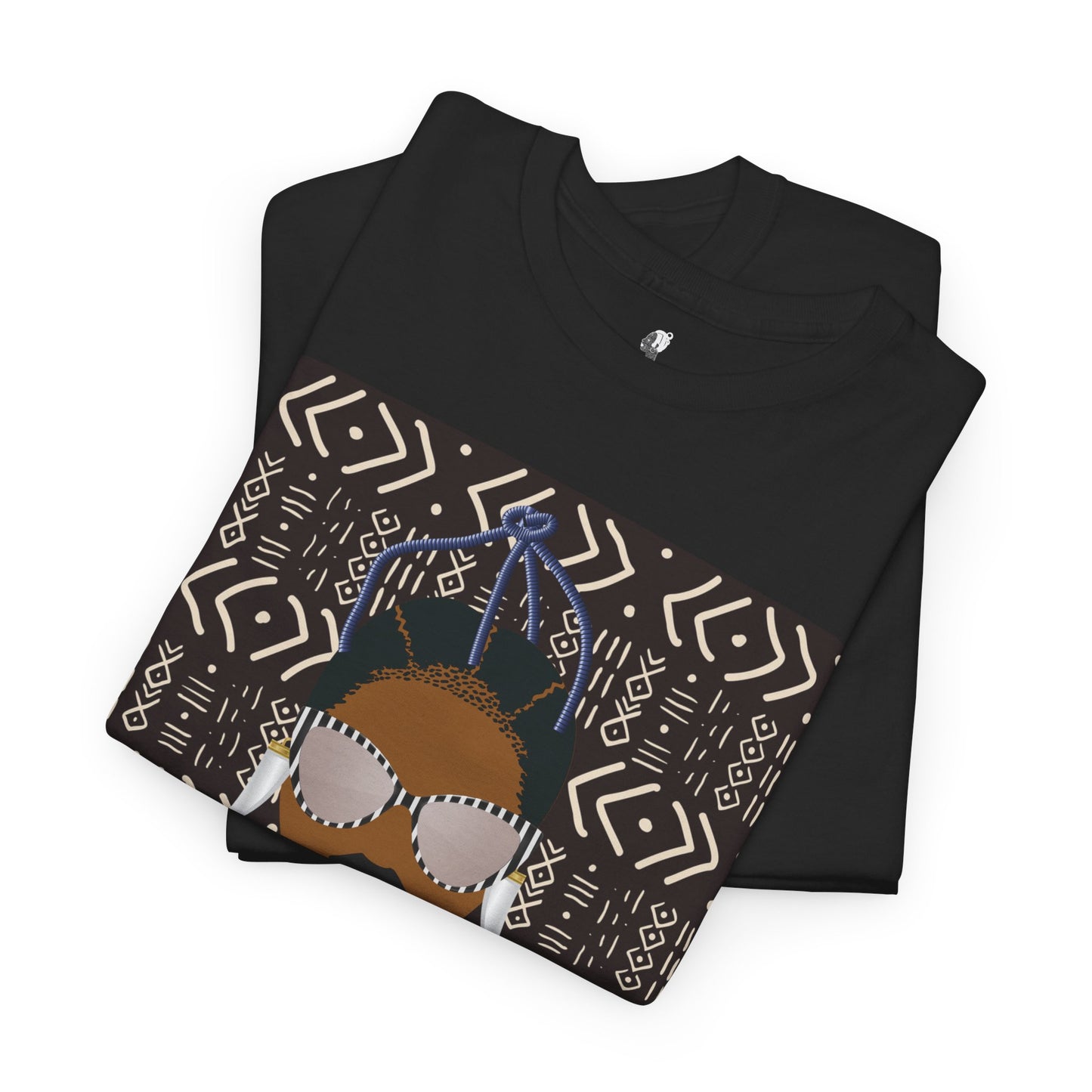 Manyi in Floral on Mudcloth Unisex Heavy Cotton Tee