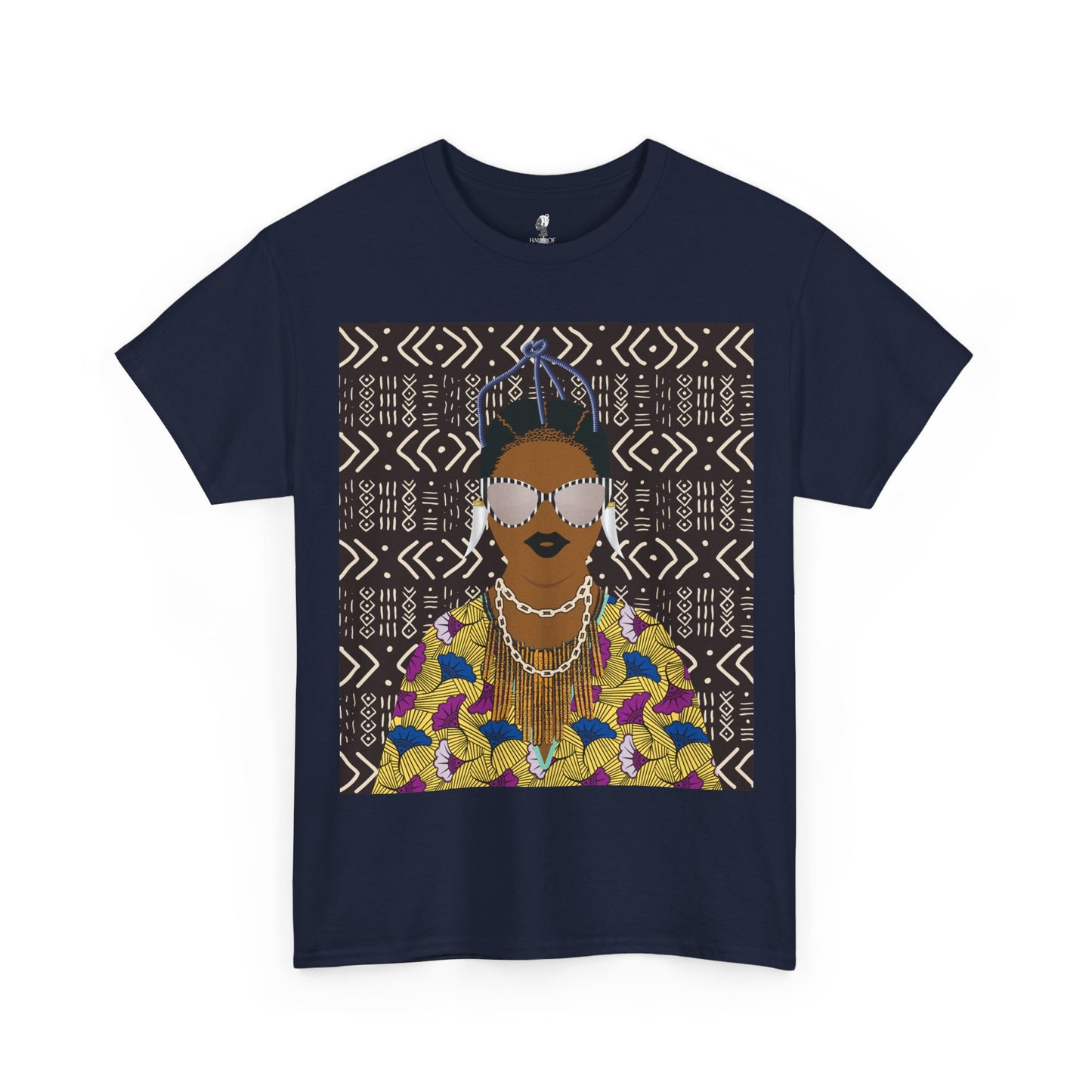 Manyi in Floral on Mudcloth Unisex Heavy Cotton Tee
