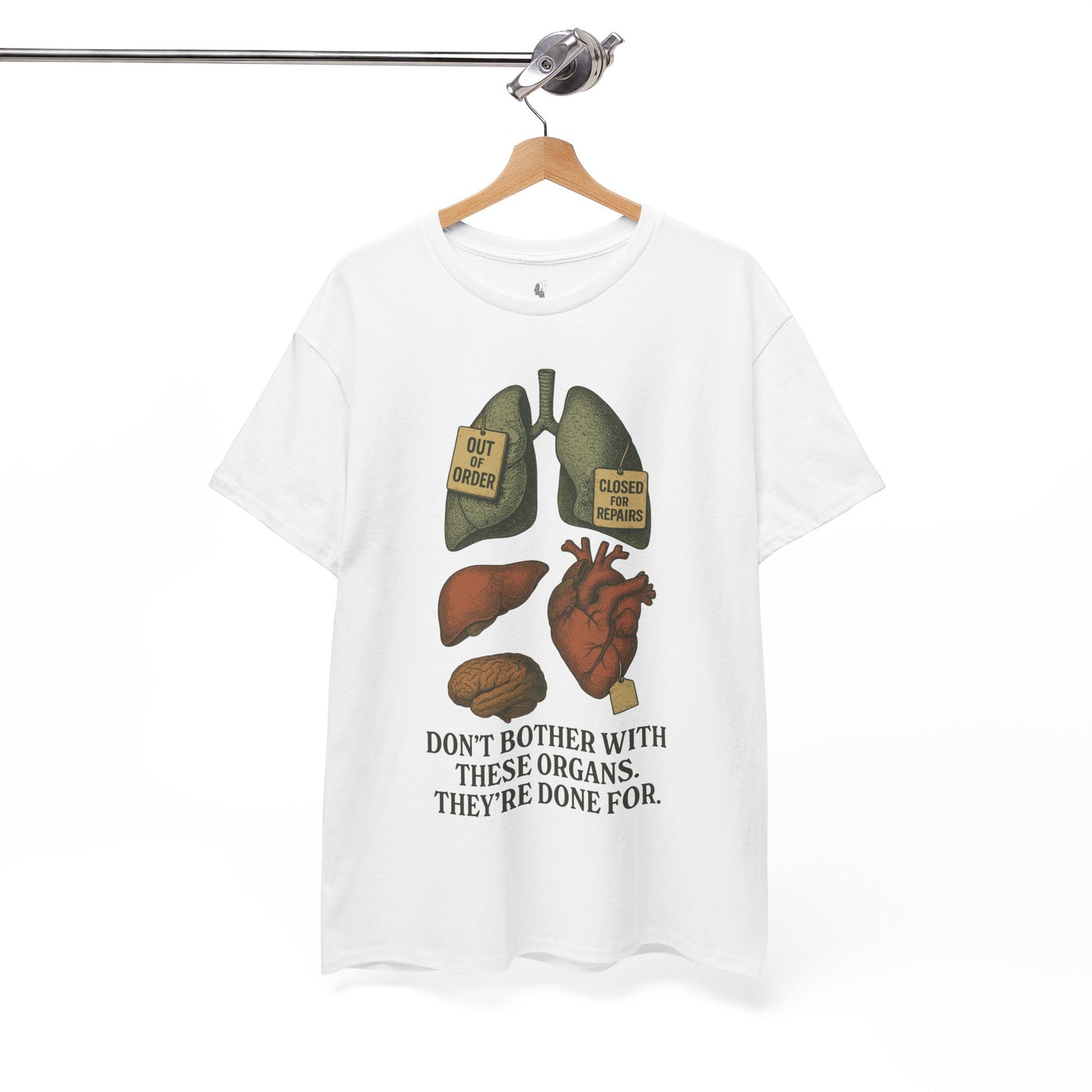 Funny Anatomy T-Shirt, Don't Bother With These Organs Graphic Tee, Unisex Heavy Cotton Shirt, Dark Humor Gift, Sarcastic Science Shirt