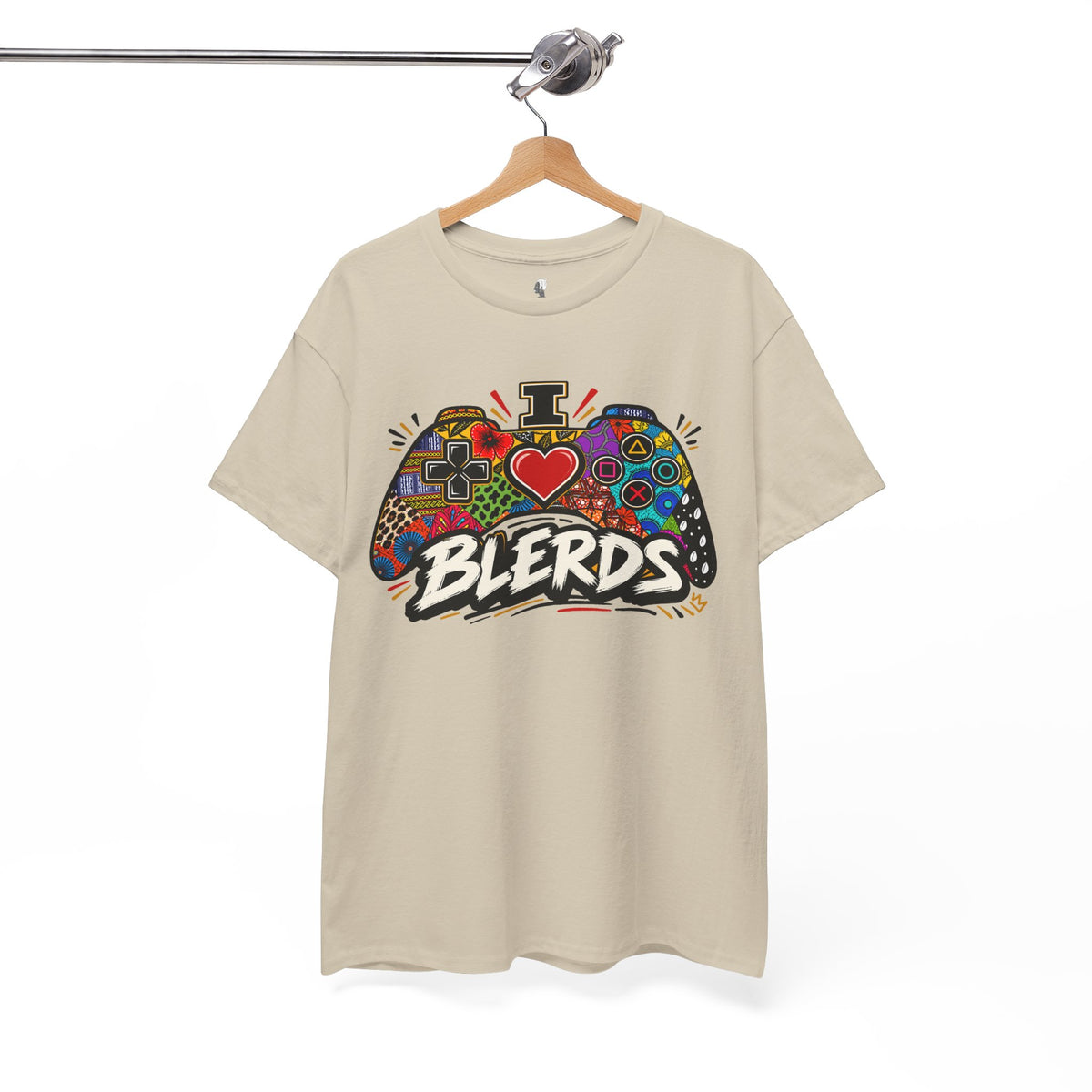 I Heart Blerds Tee Colorful Gamer Controller Graphic Unisex Heavy Cotton Tee