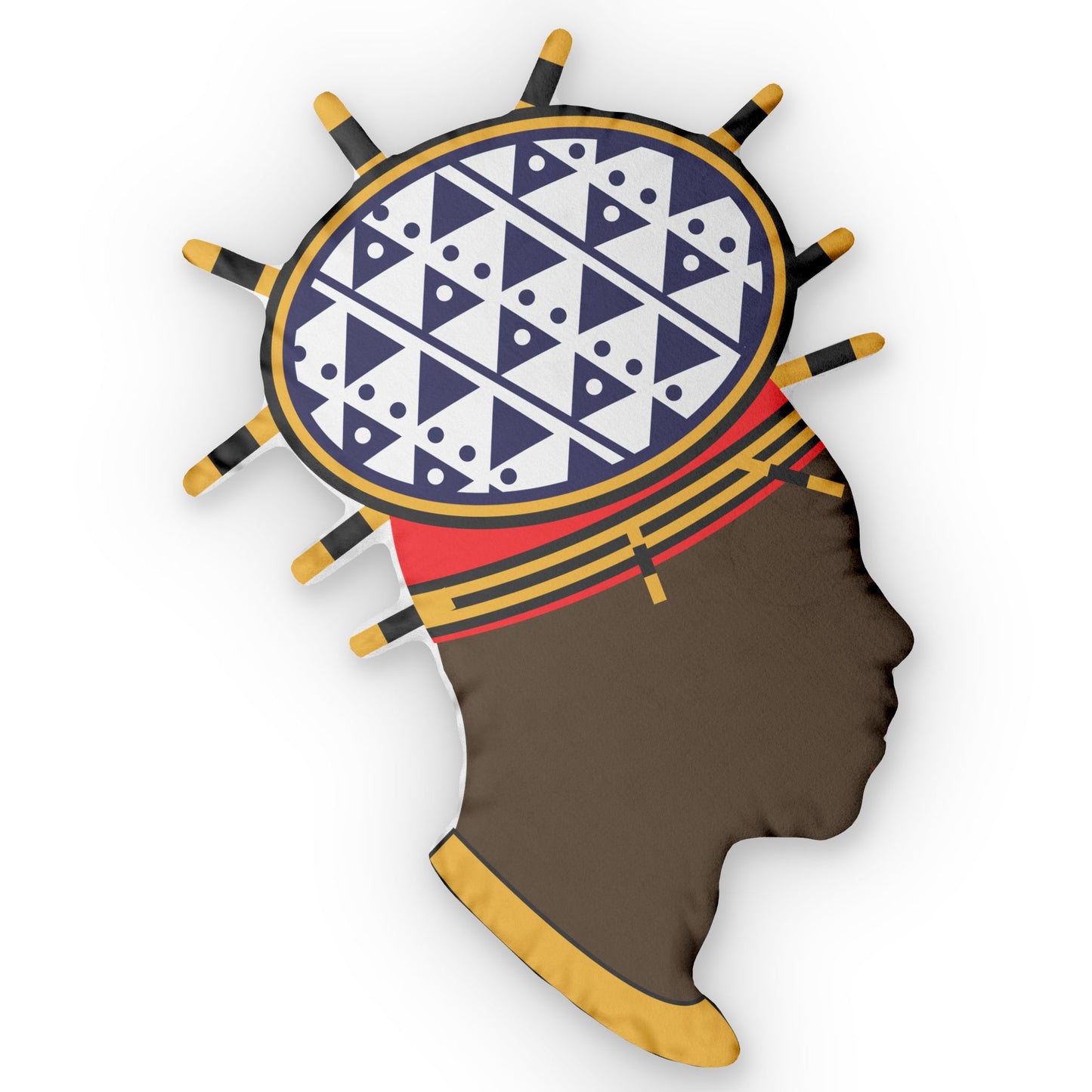 Bamenda Bamileke Spiky Hat Custom Shaped Pillow, Decorative Throw Cushion, African Man, Unique Home Decor, Personalized Gift