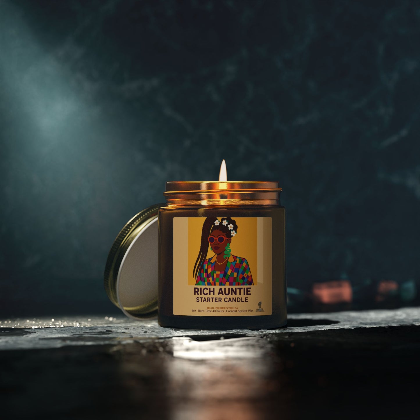 Rich Auntie Coconut Apricot Wax Scented Candles (Color), Afrocentric Candle – African Inspired Home Decor,Home Fragrance Decor, Aromatherapy Gift, Relaxation Candle