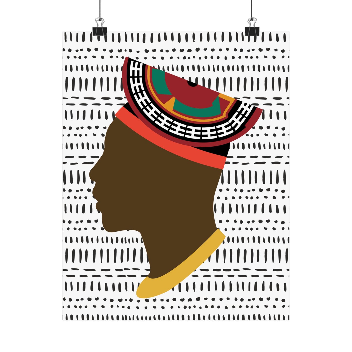 Man in Bamenda Hat White Mudcloth Premium Matte Vertical Posters