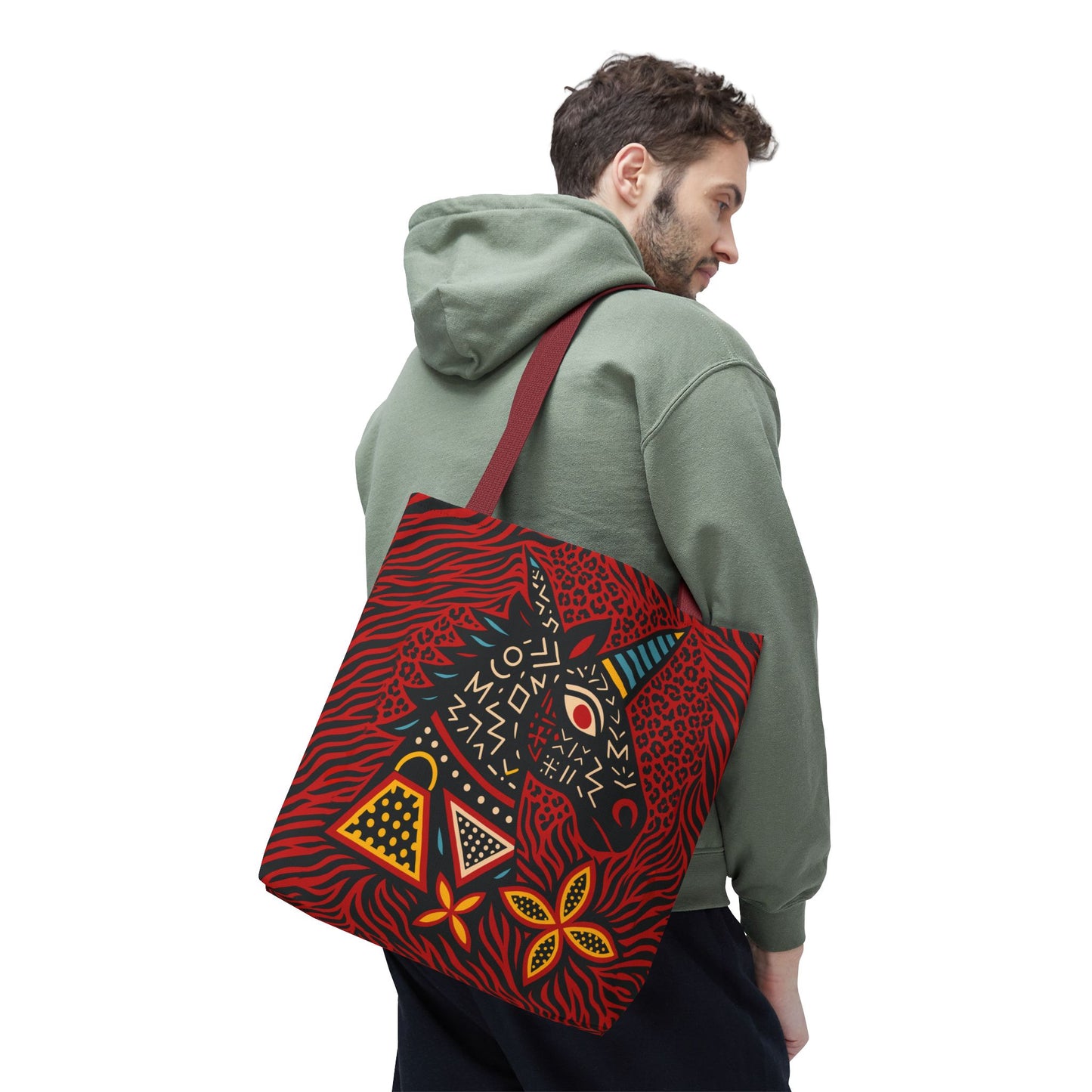 Black Unicorn Tote Bag, Double Sided Design, African Art, Unisex Canvas Tote, Large & Small Sizes, Stylish Beach Bag, Gift for Her