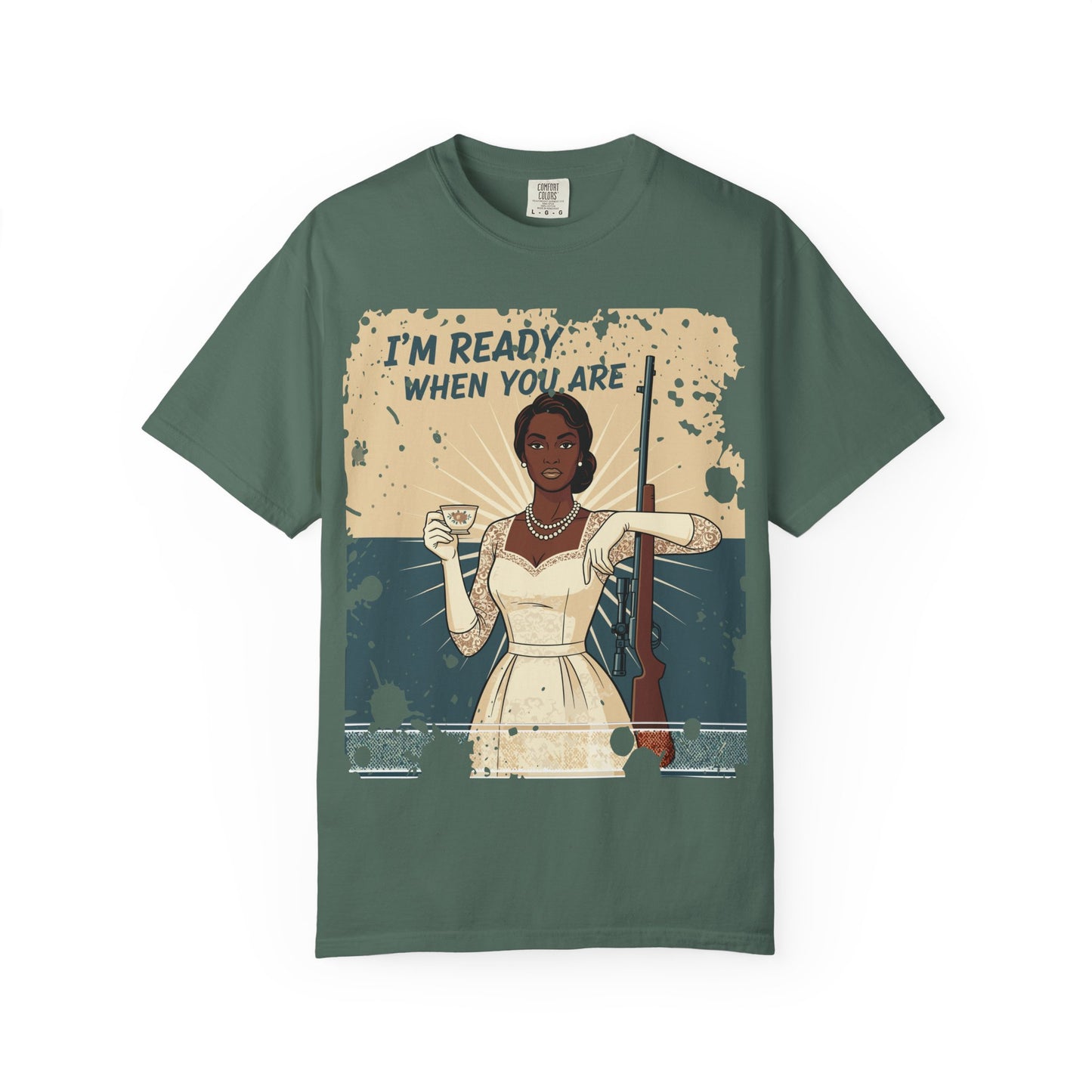 Retro Black Woman Unisex Graphic Tee, Soft Garment-Dyed T-Shirt, Vintage Pin Up Statement Shirt perfect for Mother's Day