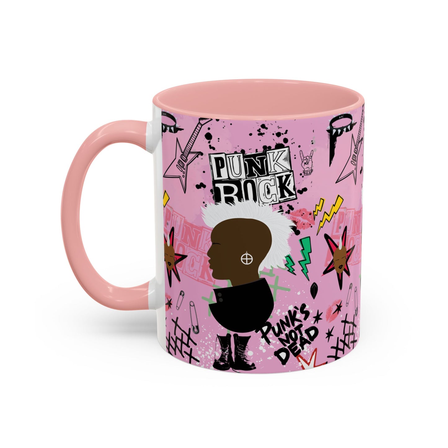 Punk Rock Pattern Accent Coffee Mug,  11oz, 15oz