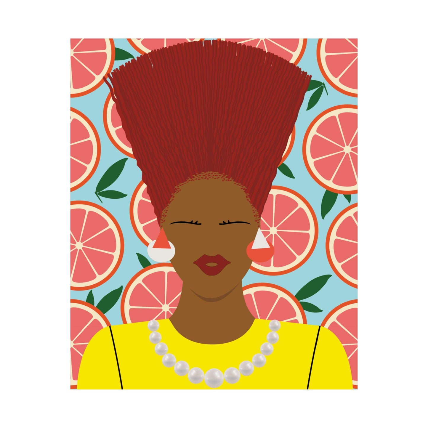 Nef with Red Hair on Grapefruits Premium Matte Vertical Posters