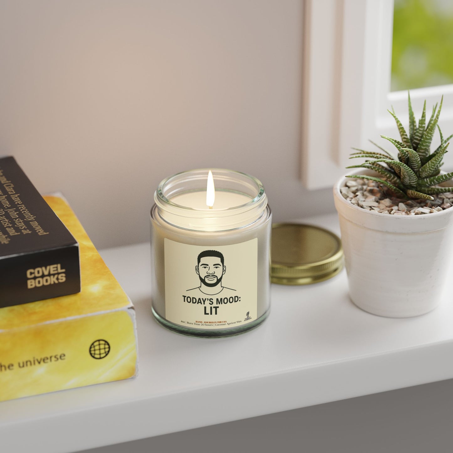 Today's Mood, LIT Coconut Apricot Wax Scented Candles (Black and White), Afrocentric Candle – African Inspired Home Decor, Home Fragrance Decor, Aromatherapy Gift, Relaxation Candle