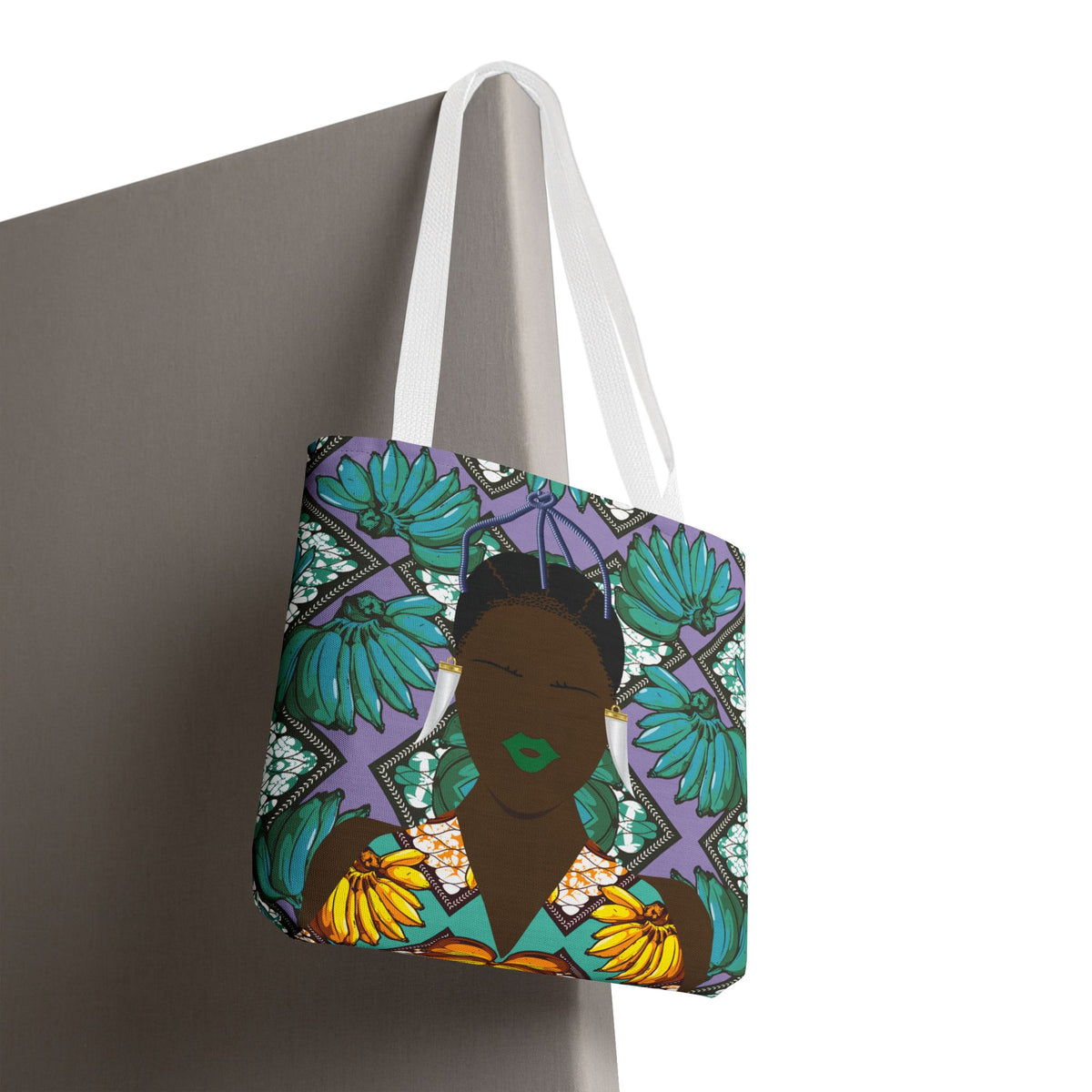 Havana Banana(Sand and Chocolate) on Green Banana Two-Sided Design AOP Tote Bag