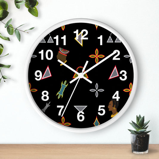 Wood Wall Clock, Toghu Shapes & Faces, 10" x 10",Silent Mechanism