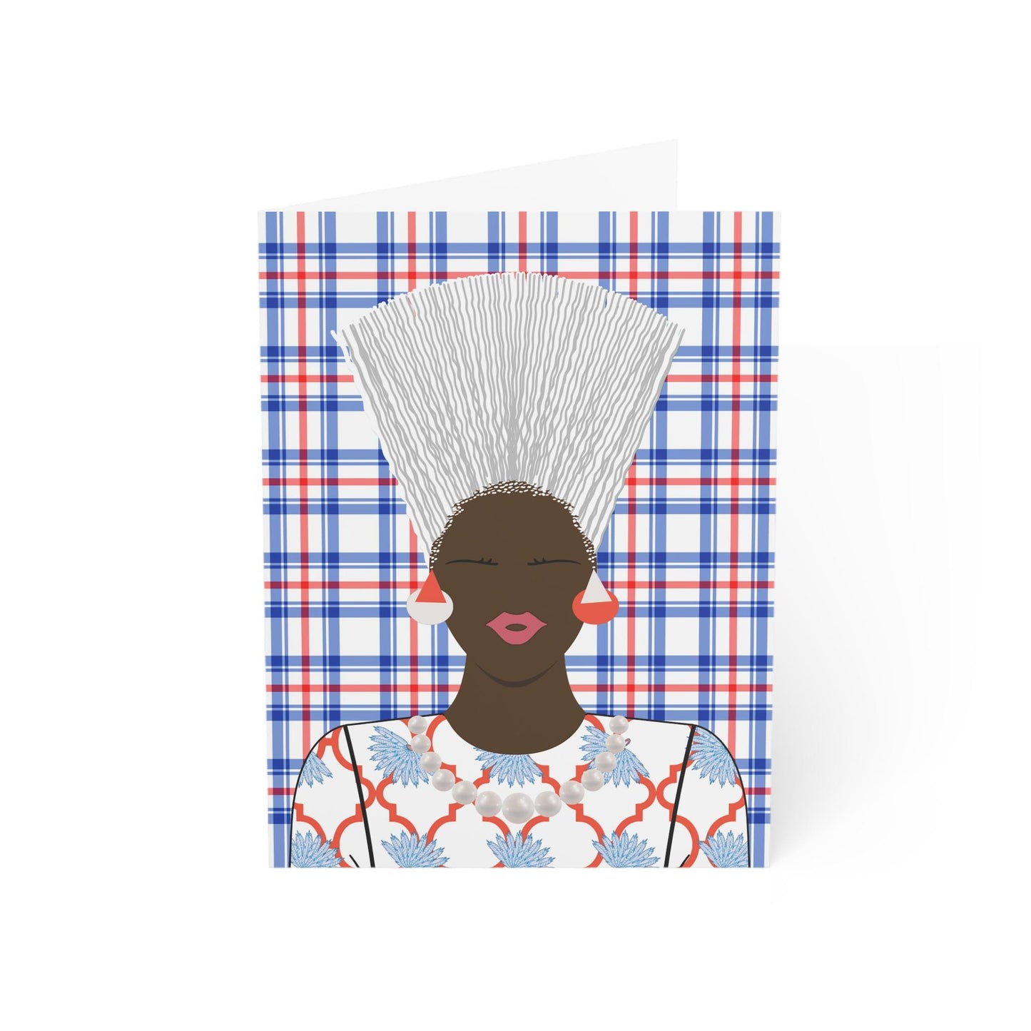 Nef in White - Mukuta Bag Plaid Greeting Cards (1, 10pcs)