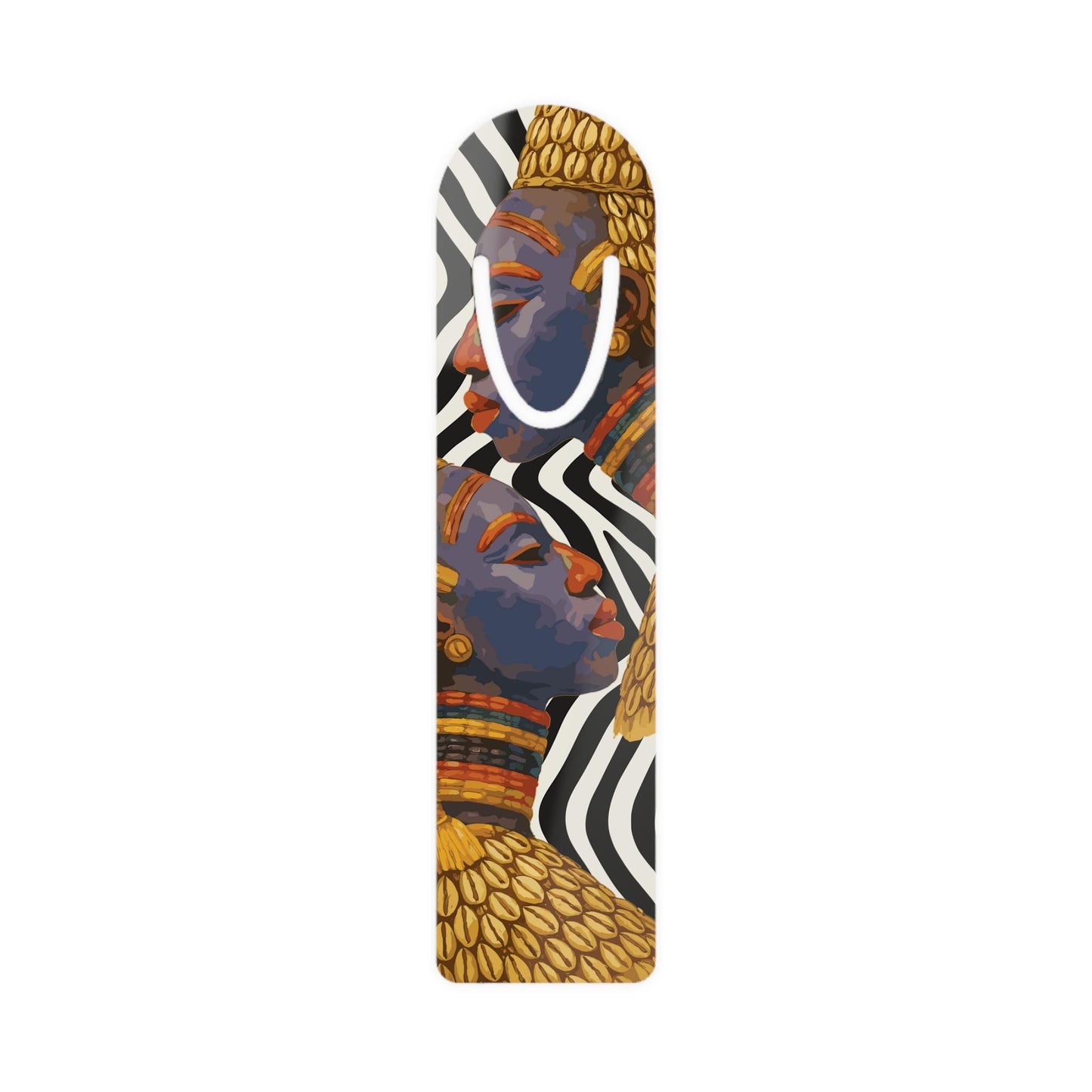 Bangwa Mask Bookmark, Zebra Print, Ethnic Fabric, Book Lover Gift