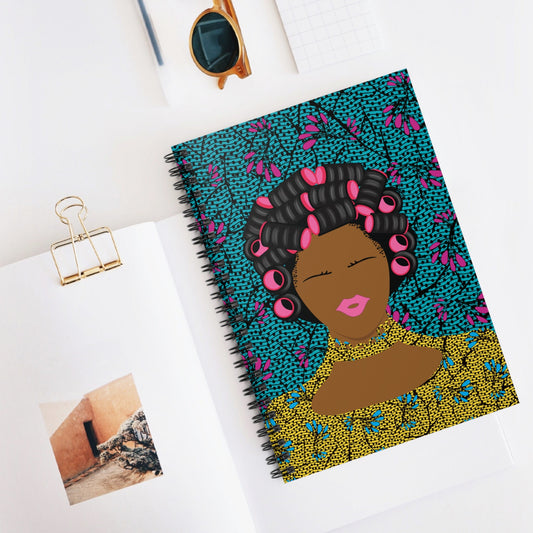 Curlers and Flowers Front Cover Spiral Notebook - Ruled Line