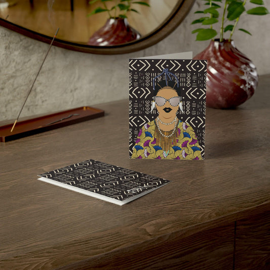 Floral Mudcloth African Greeting Cards (4.6x6.25, 10pc)