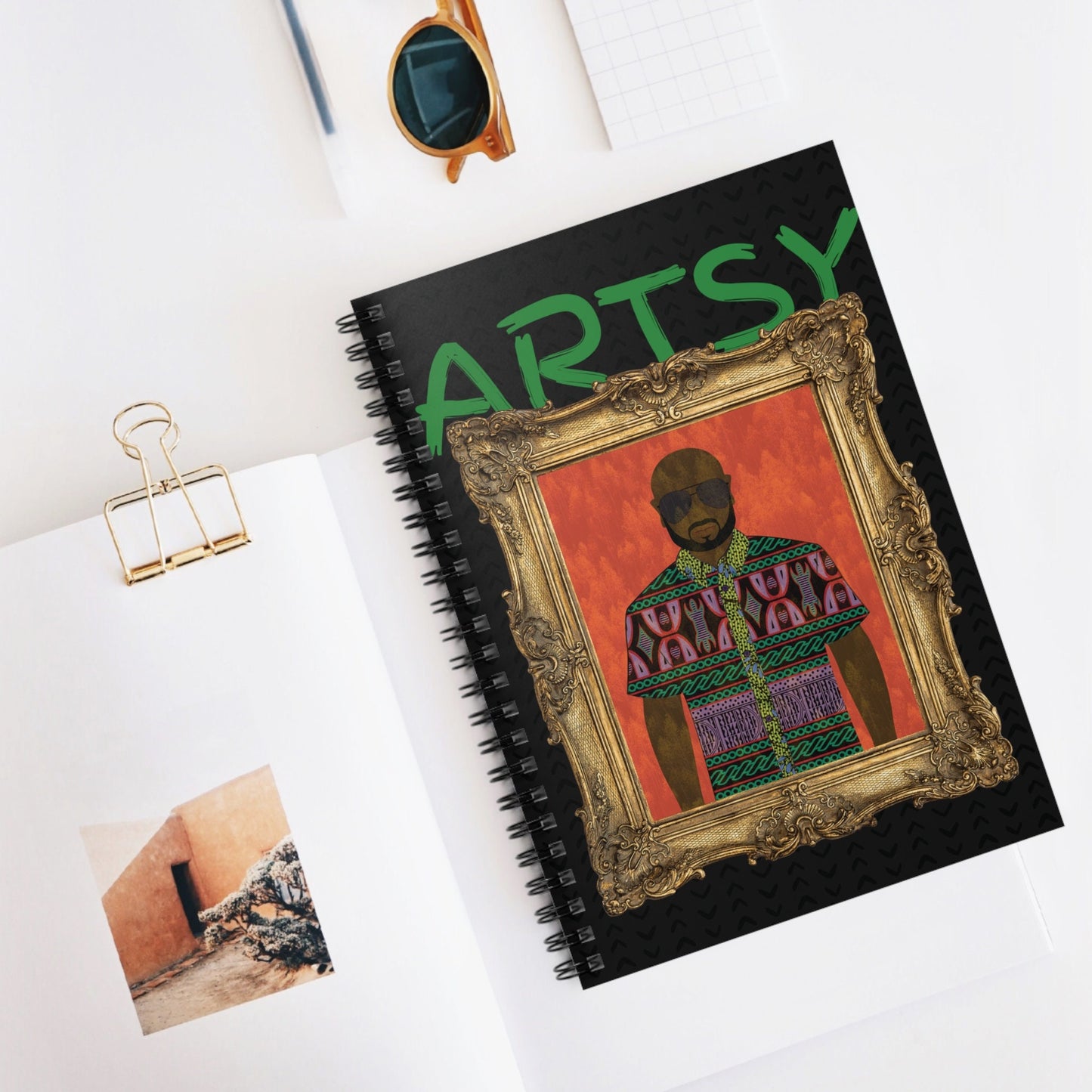 Artsy Le Monsieur Spiral Notebook, Front Cover Print - Ruled Lines
