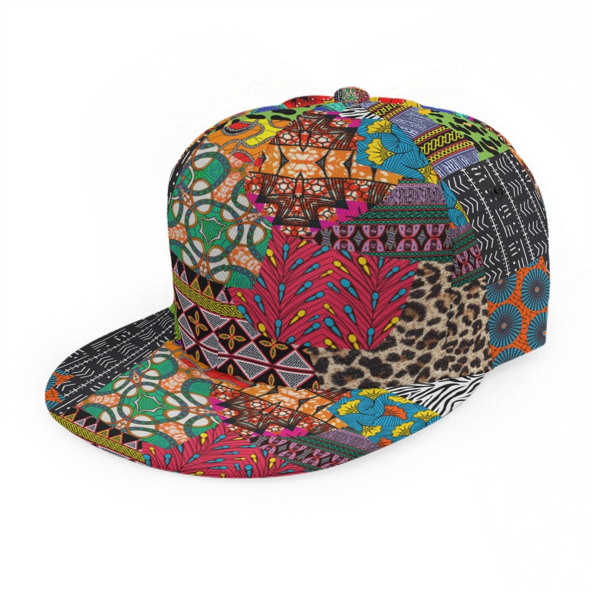 Ankara Print Snapback Hat: African Baseball Cap, Adjustable Flat Brim, Ready to Ship