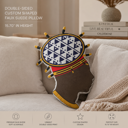 Bamenda Bamileke Spiky Hat Custom Shaped Pillow, Decorative Throw Cushion, African Man, Unique Home Decor, Personalized Gift