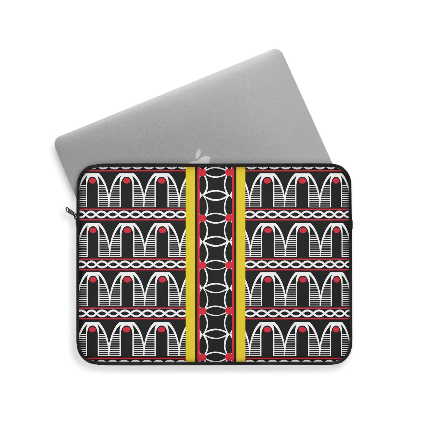 Toghu BW Bells with Flora Strip Laptop Sleeve - Front Print, Pro Macbook Air Sleeve