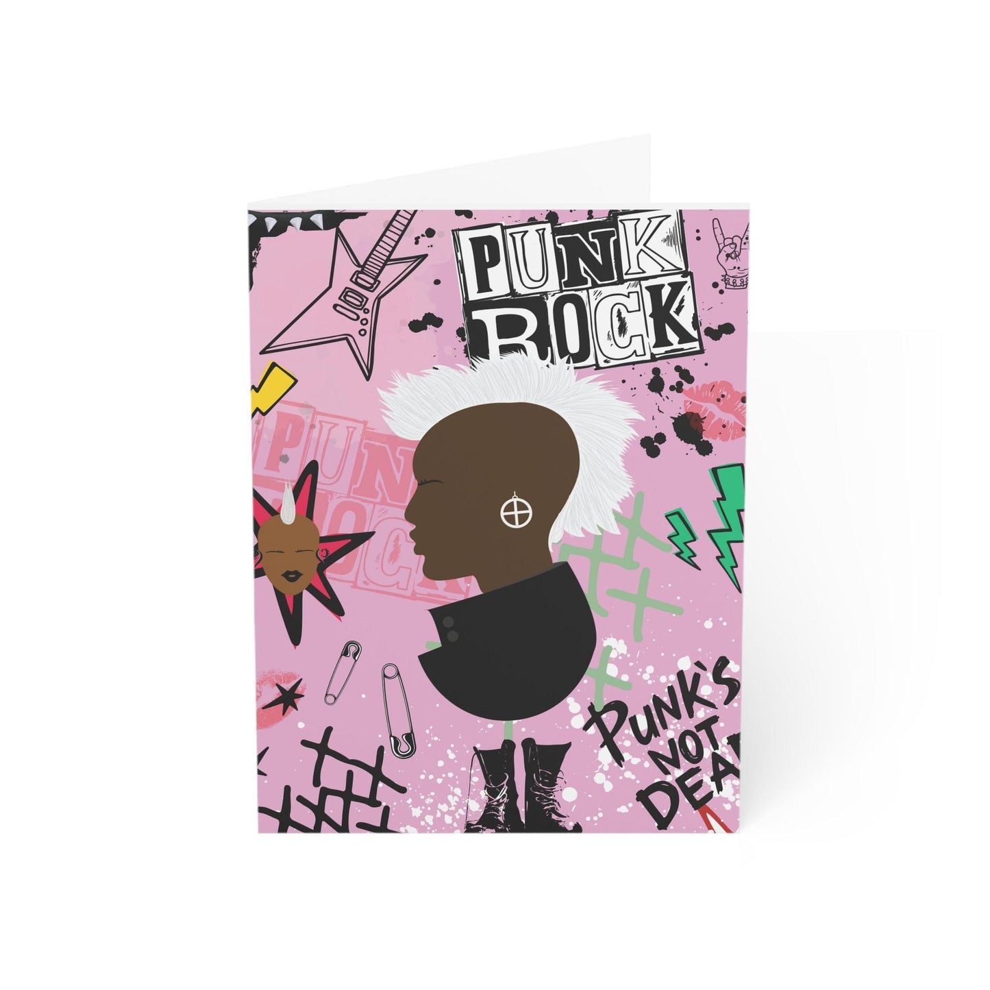 Punk Girl Pink Greeting Cards (1, 10pcs)