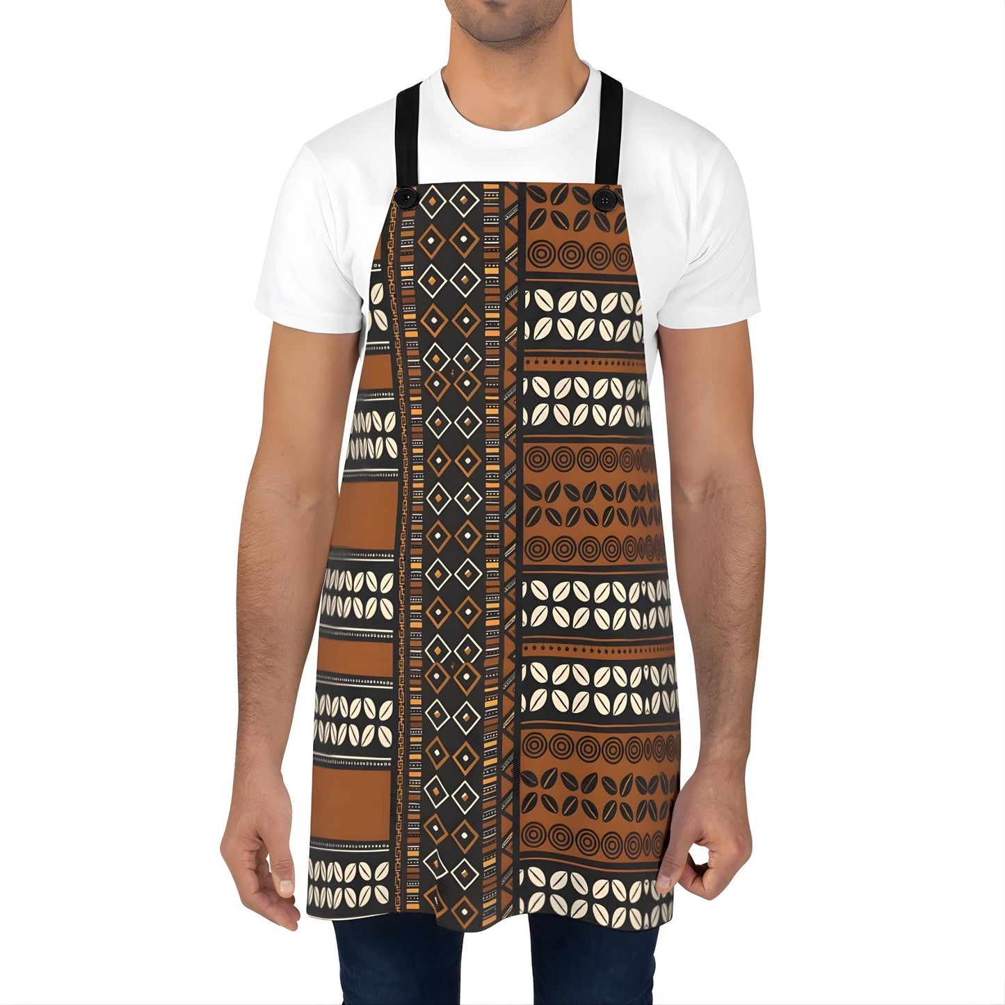 Mudcloth Print Apron, African Kitchen Gardening Apron, Retro Cooking Style Polyester