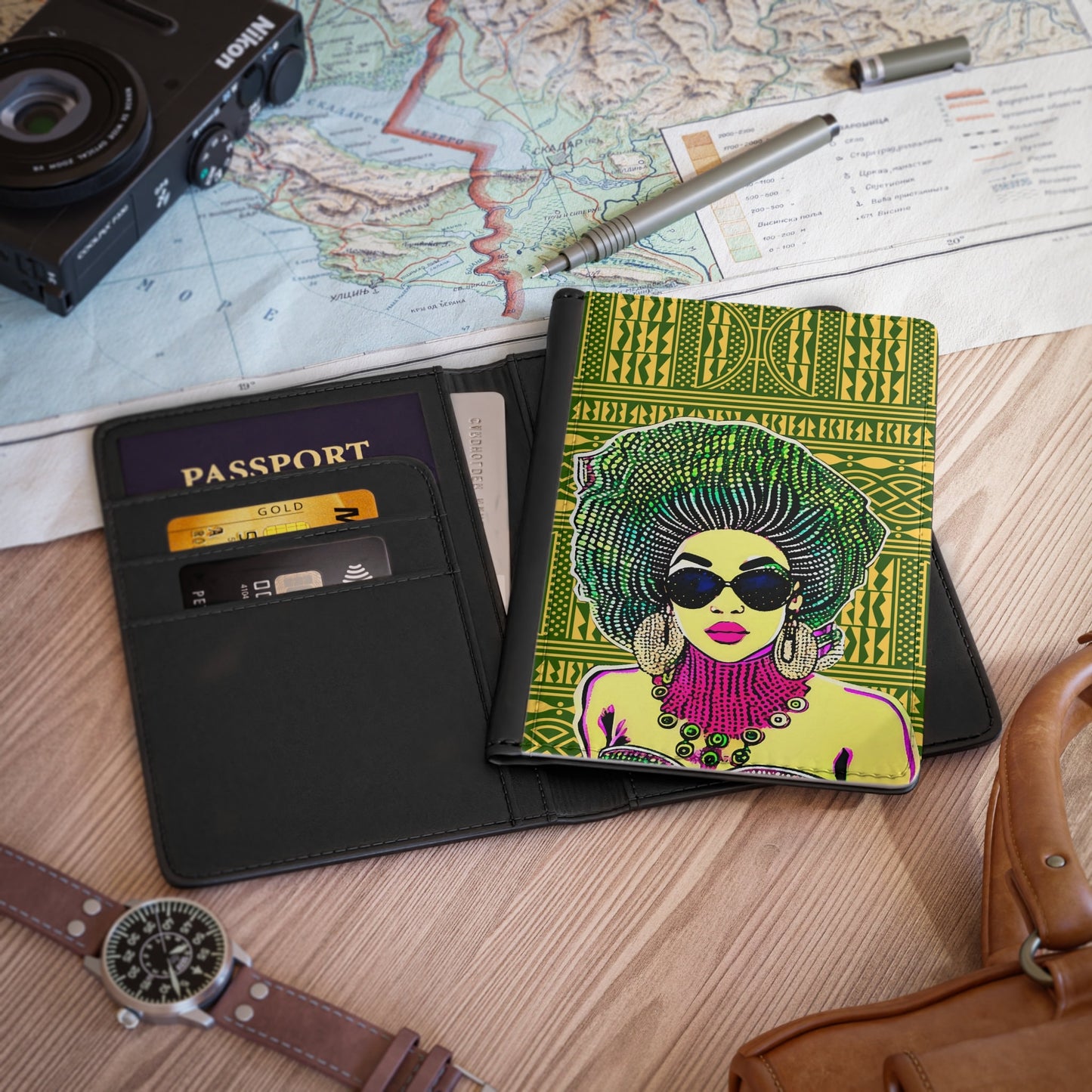 Madame Headtie(Color) - Yellow Ndop - Passport Cover