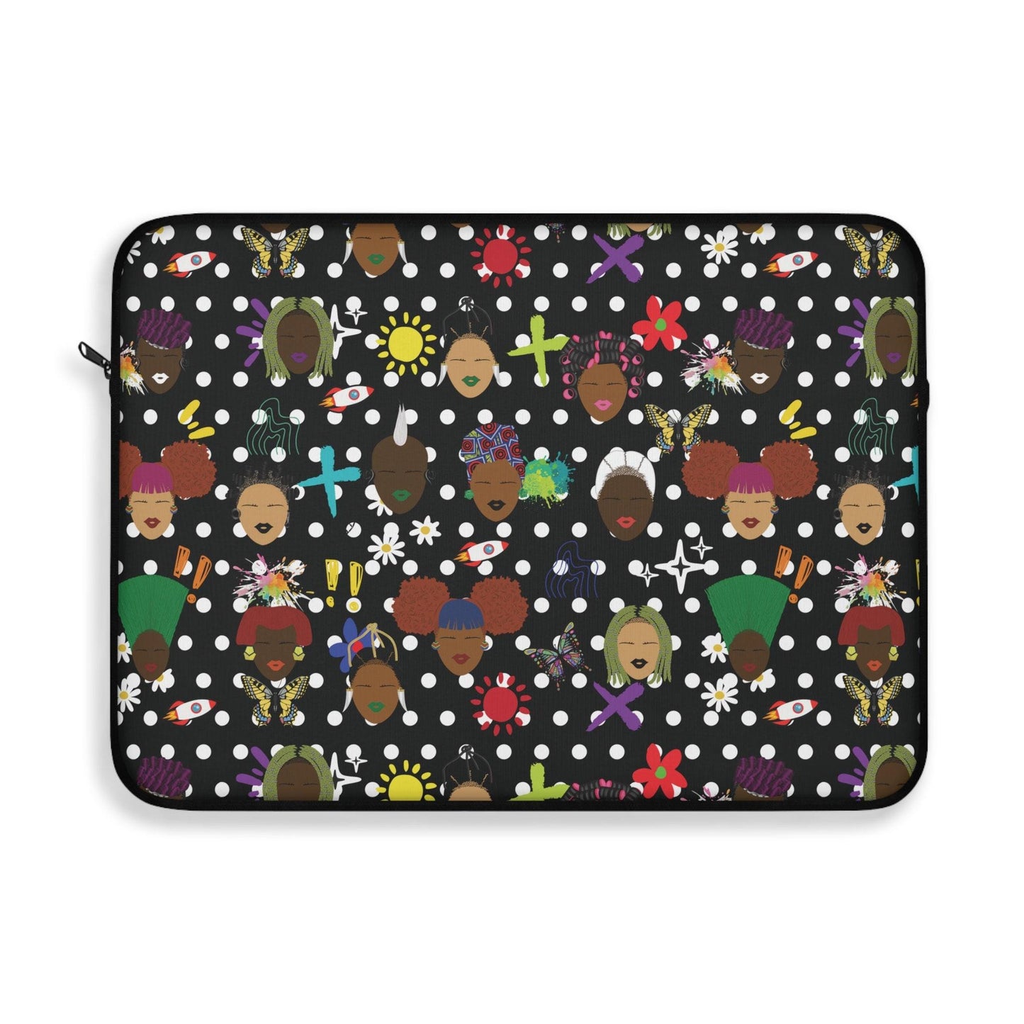 African Laptop Sleeve with Polka Dots  Stylish  Protective Case, Pro Macbook Air Sleeve