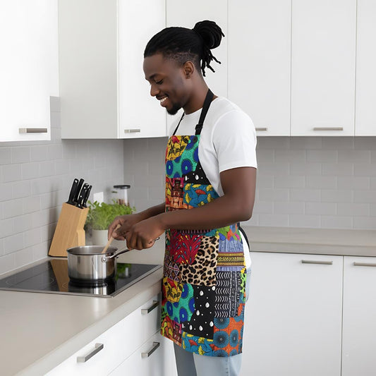 Ankara Quilt Print Apron – Colorful Retro Kitchen Apron