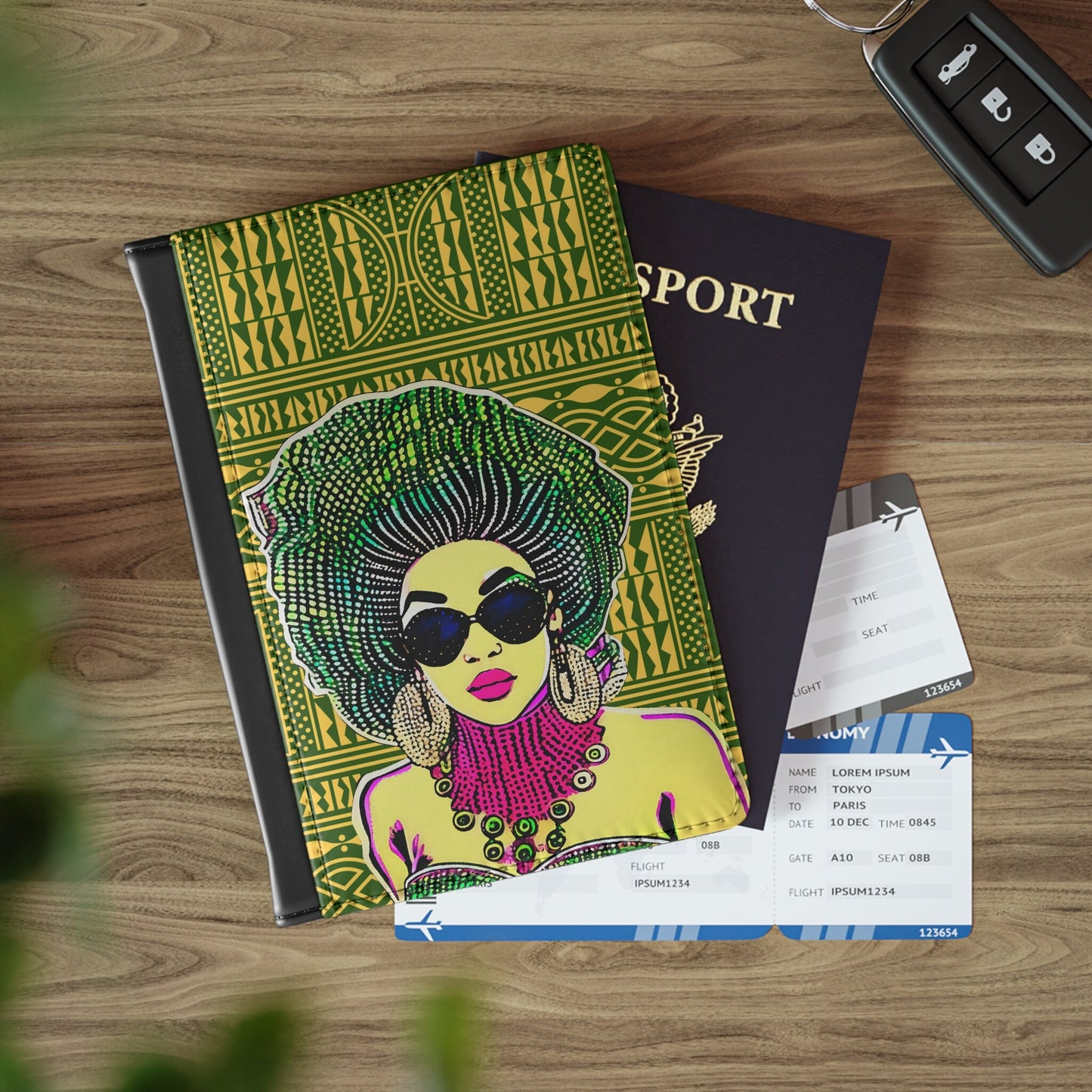 Madame Headtie(Color) - Yellow Ndop - Passport Cover