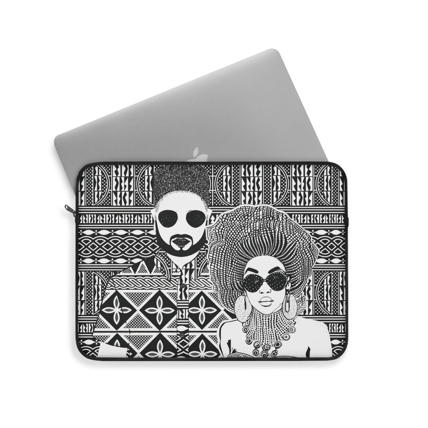 The Moussas(BW) on Black Ndop African Laptop Sleeve
