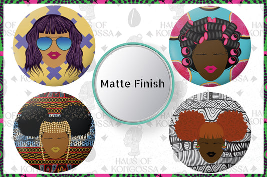 Black Girl Art Compact Handheld Mirror, 2.25 Matte Finish Pocket Makeup Mirror