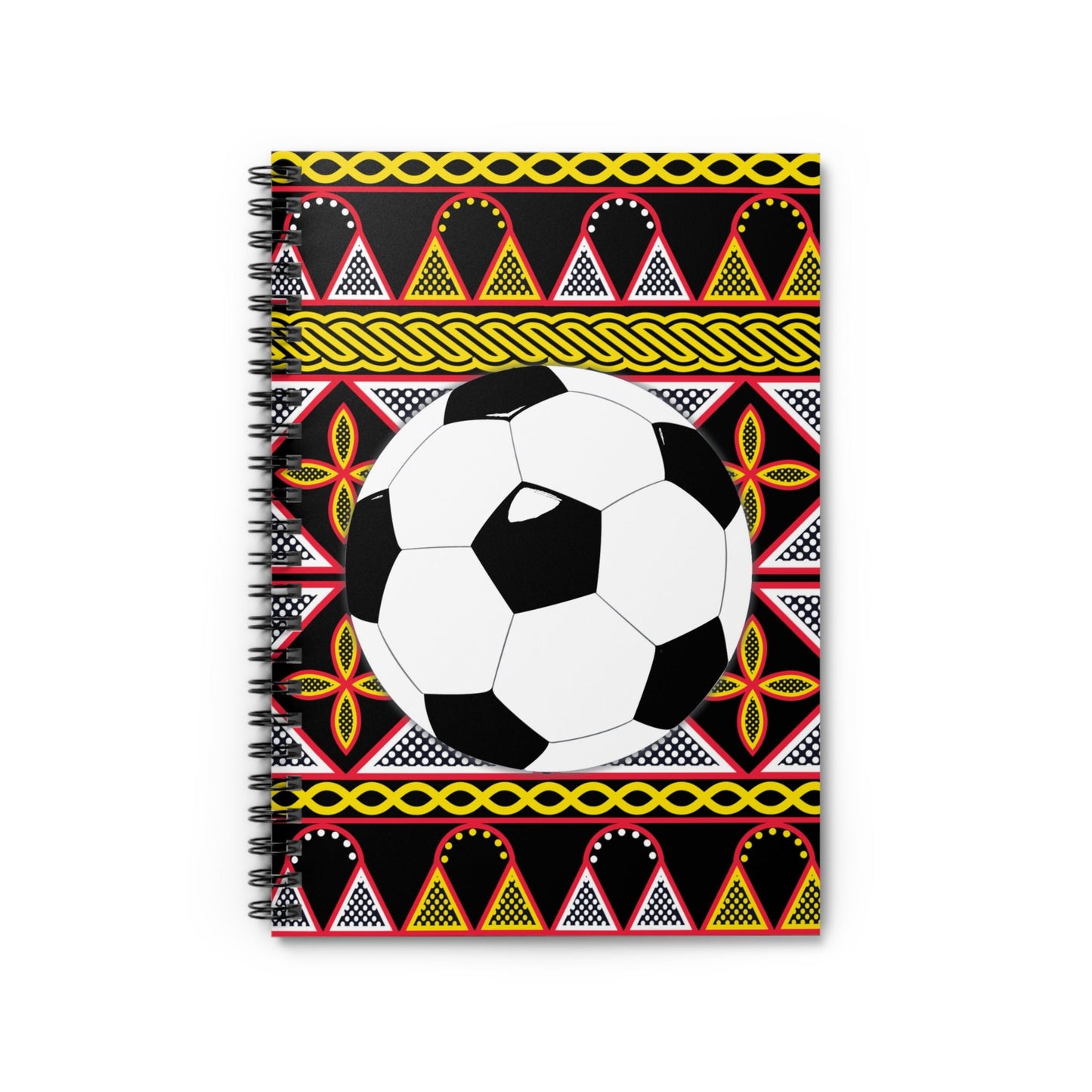 Futbol - Football on Yellow Toghu Front Cover Print Spiral Notebook - Ruled Line